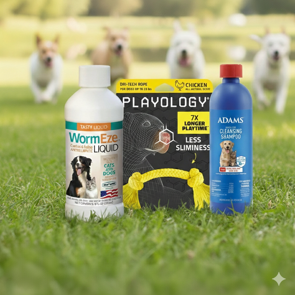 At-Home Parasite Care Kit for Dogs with Dewormer, Flea Shampoo & Toy