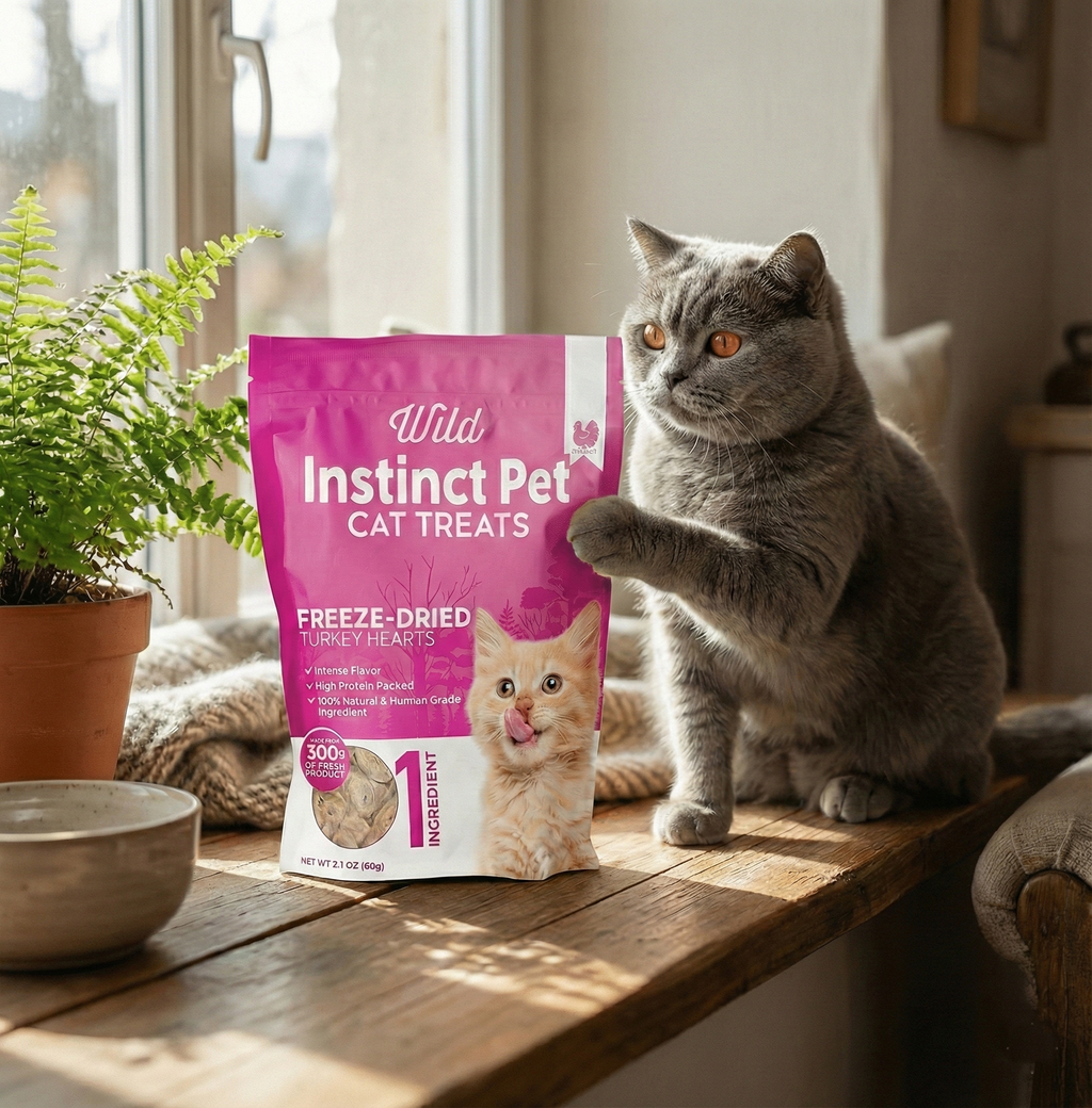 Freeze-Dried Turkey Heart Cat Treats, Single Ingredient, 2.1 oz