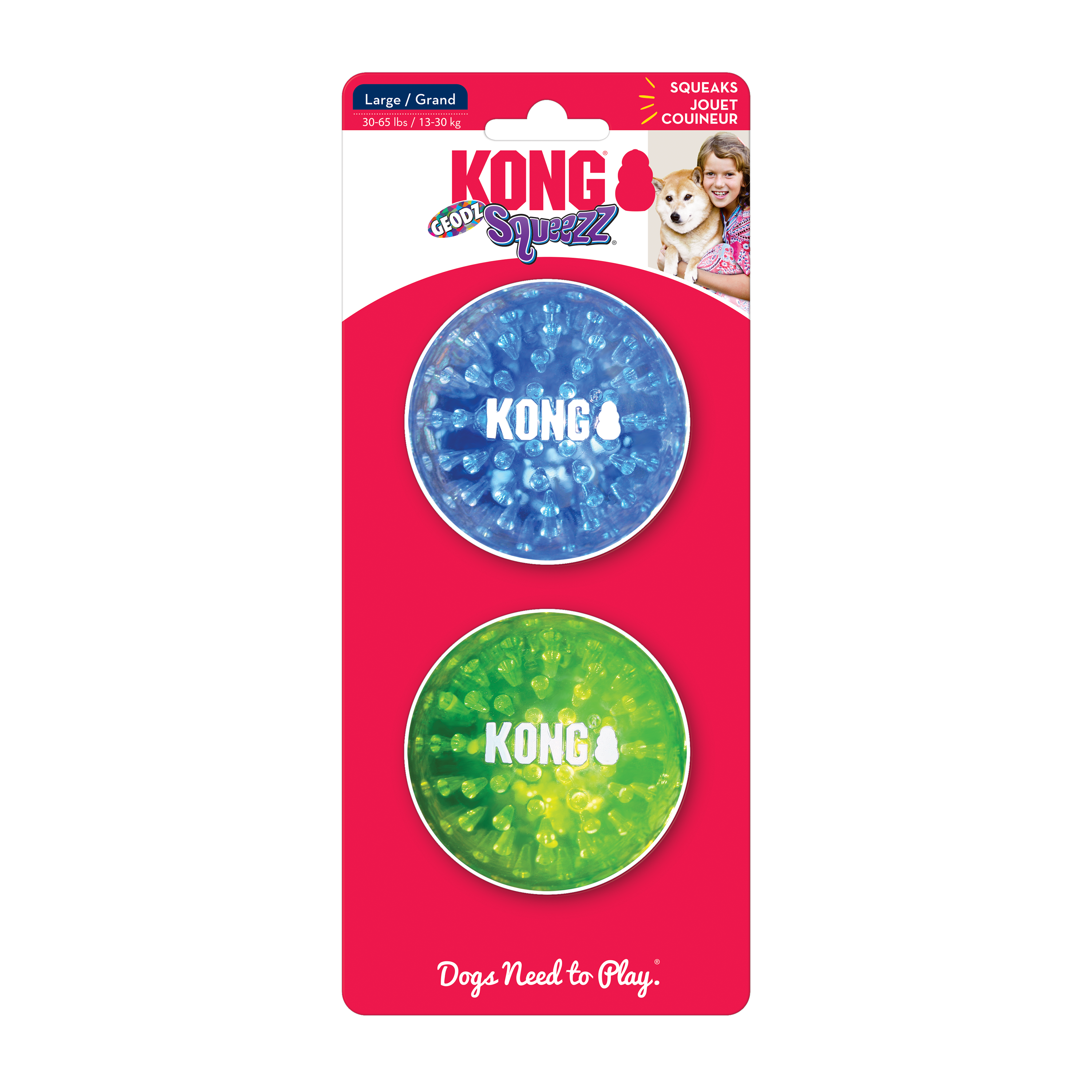KONG Geodz Dog Fetch Toy with Squeaker and Crackle Sounds