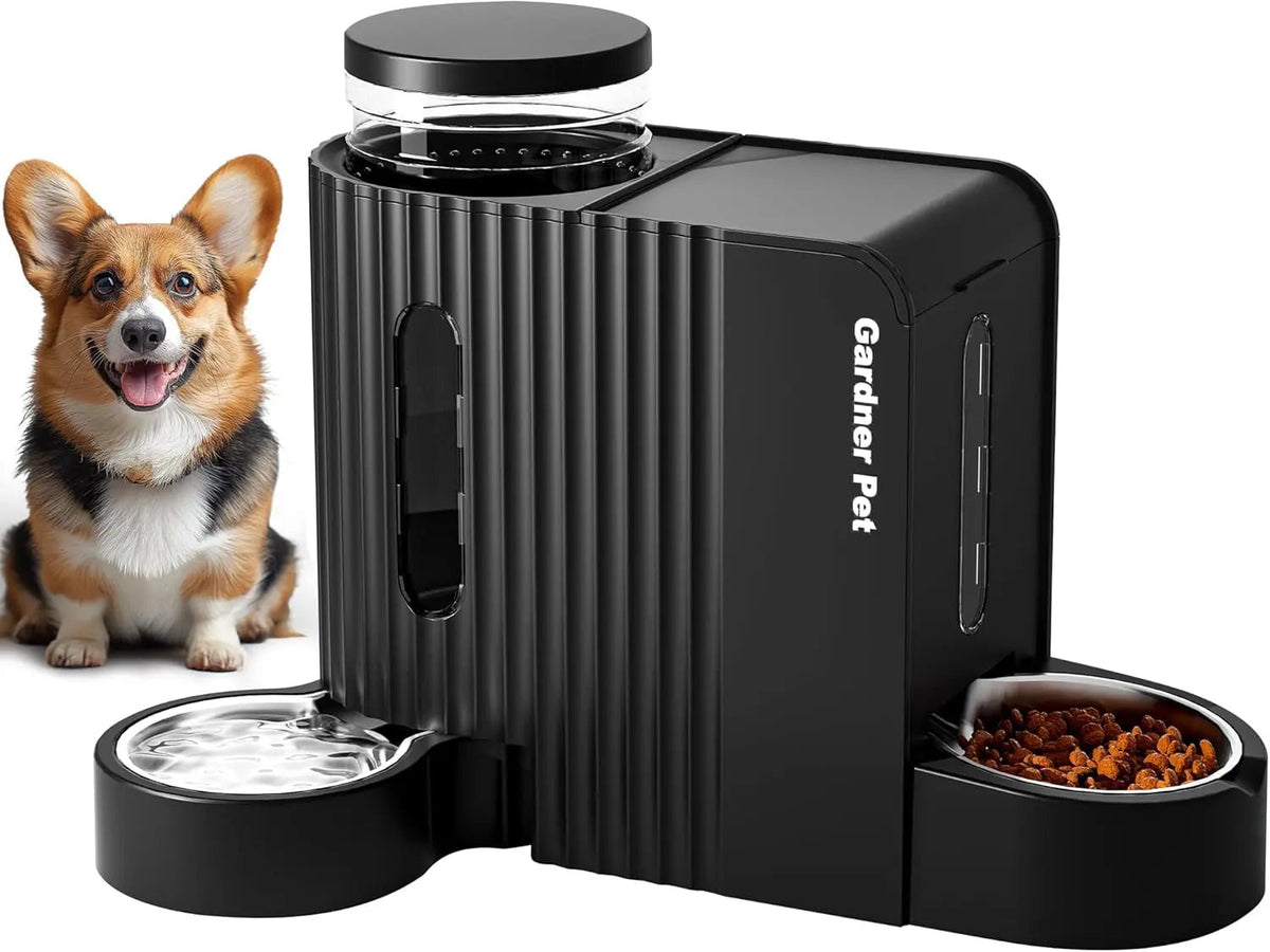 Gravity Pet Feeder & Water Dispenser Set with Stainless Steel Bowls