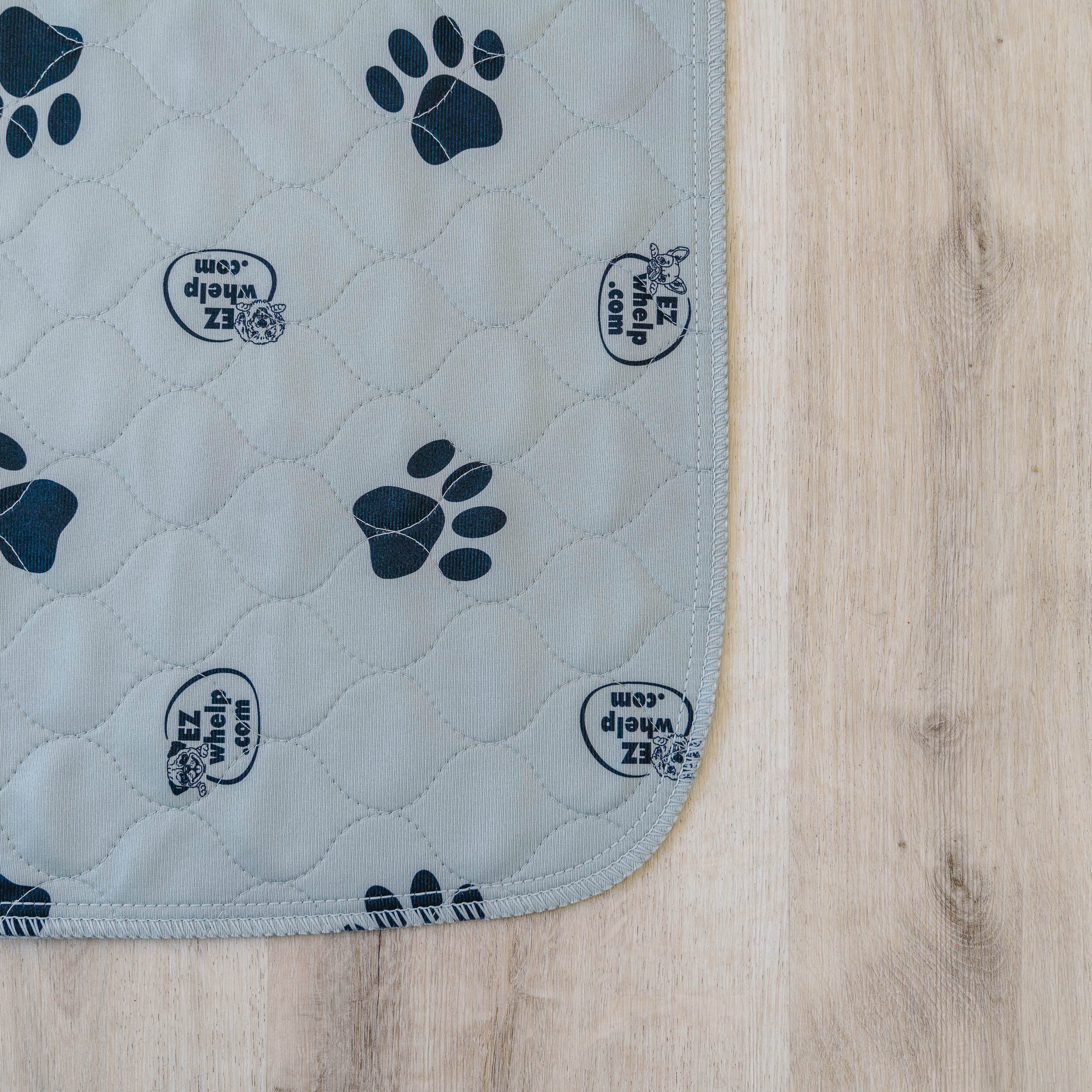 Waterproof Washable Whelping Box Pad – Gray Paw Print, Custom Fit