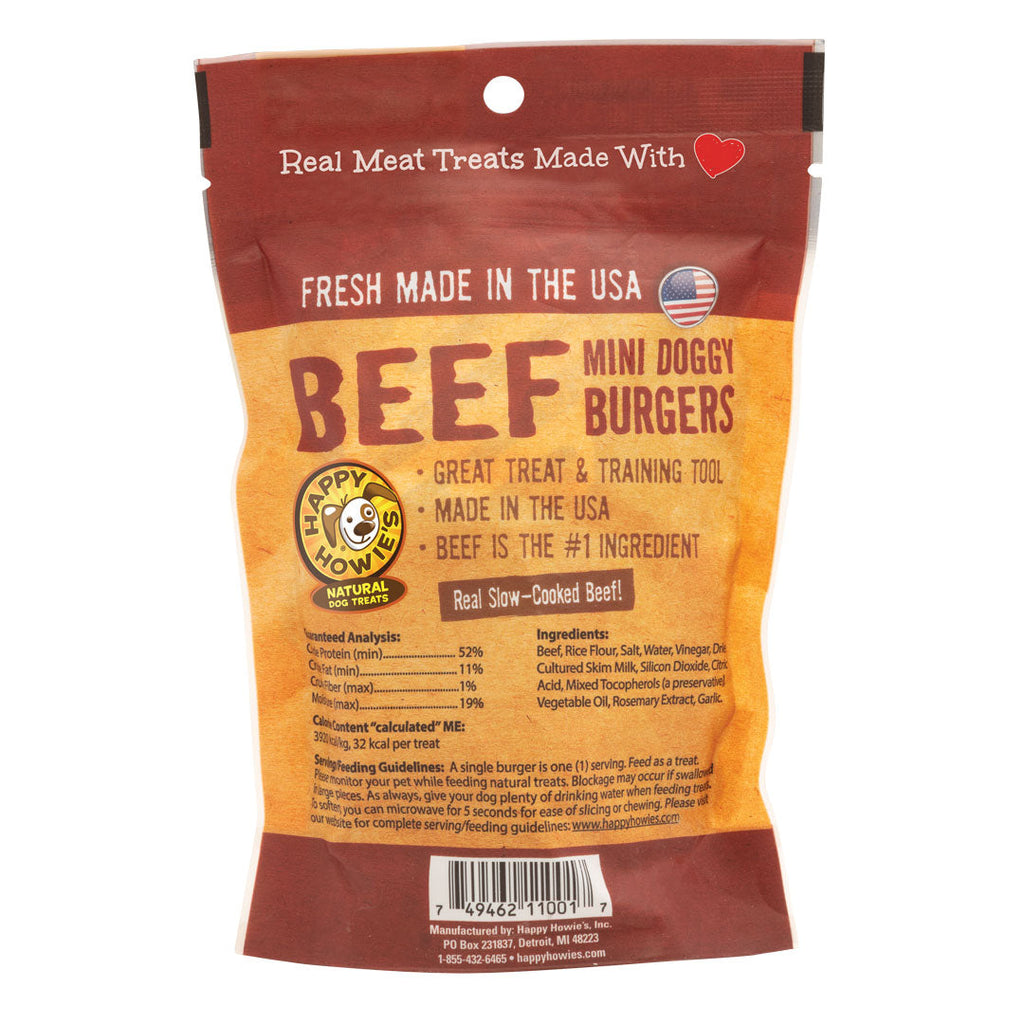 Beef Burger Dog Treats, 2-Inch Slider Patties, 13 Count