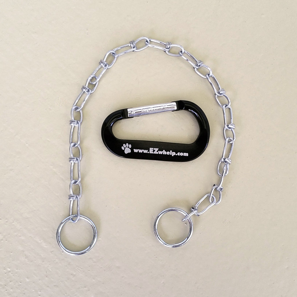 Hanging Chain with Split Rings and Carabiner for Whelping Boxes
