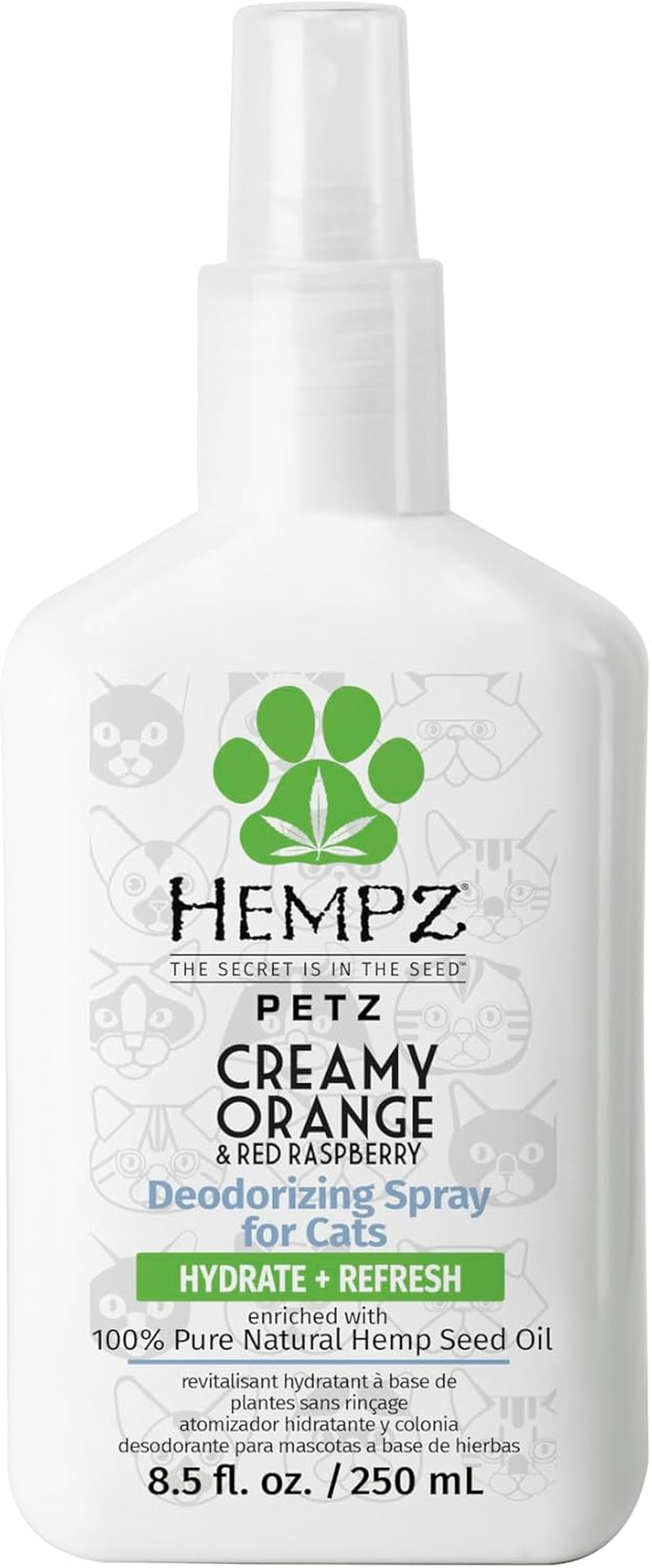 Cat Deodorizing Spray with Hemp Seed Oil, Creamy Orange & Raspberry, 8.5 fl oz