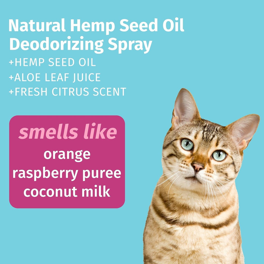 Cat Deodorizing Spray with Hemp Seed Oil, Creamy Orange & Raspberry, 8.5 fl oz