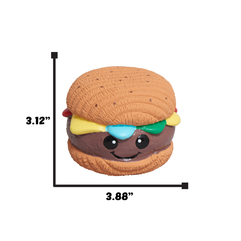 Ruff-Tex Big Buns Hamburger Dog Toy – Bouncy Squeaky Latex Ball