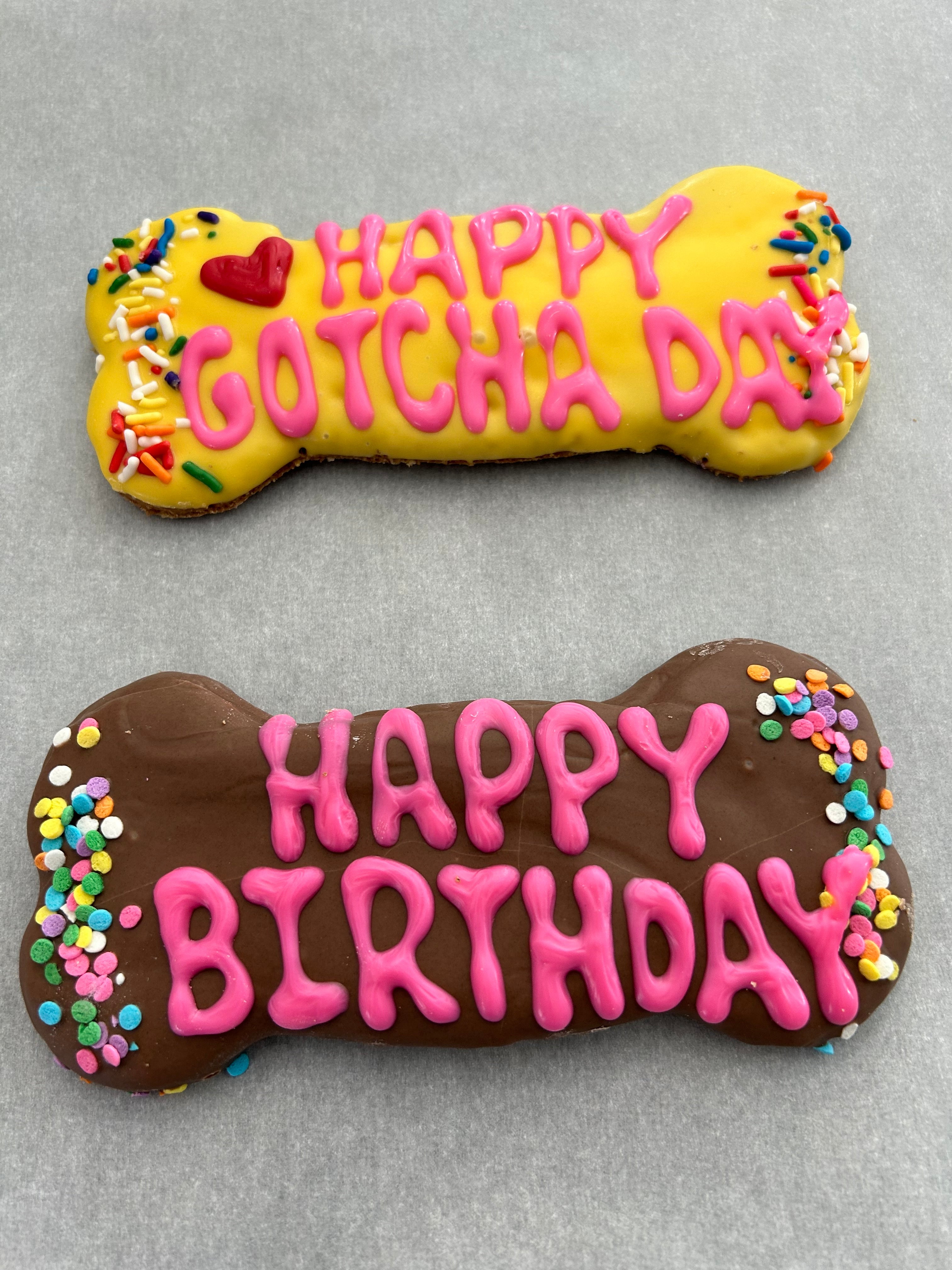 Happy Birthday Bone Dog Treat with Pumpkin and Dog-Safe Icing