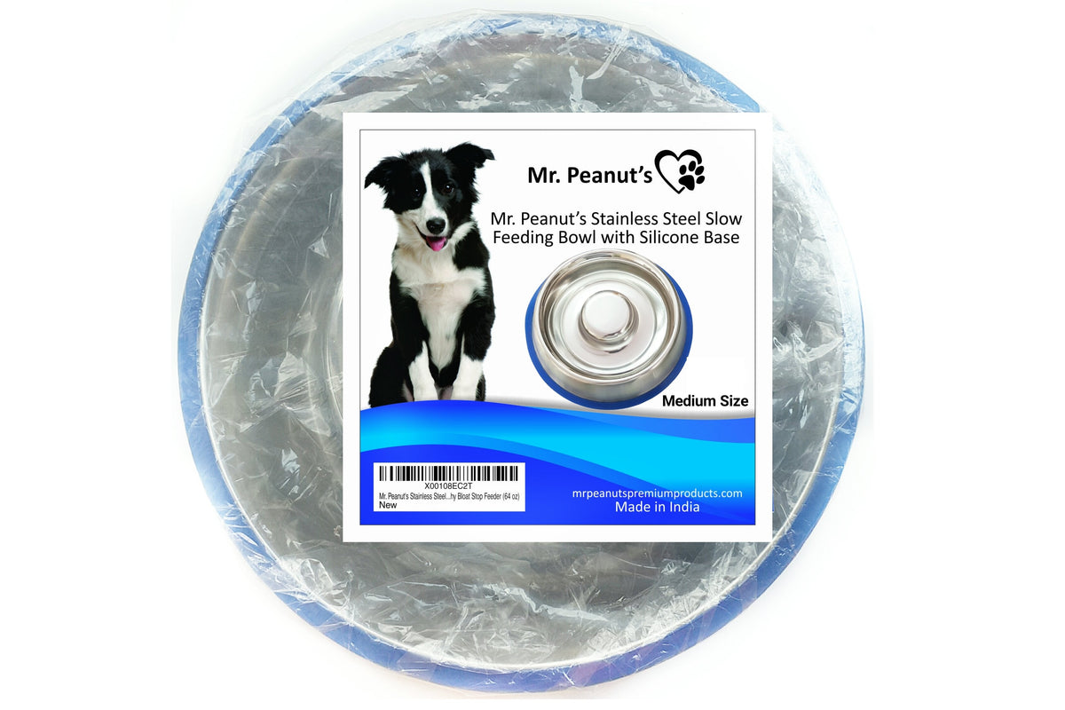 Mr. Peanut's Slow Feed Anti Bloat Dog Bowl with Bonded Silicone Base
