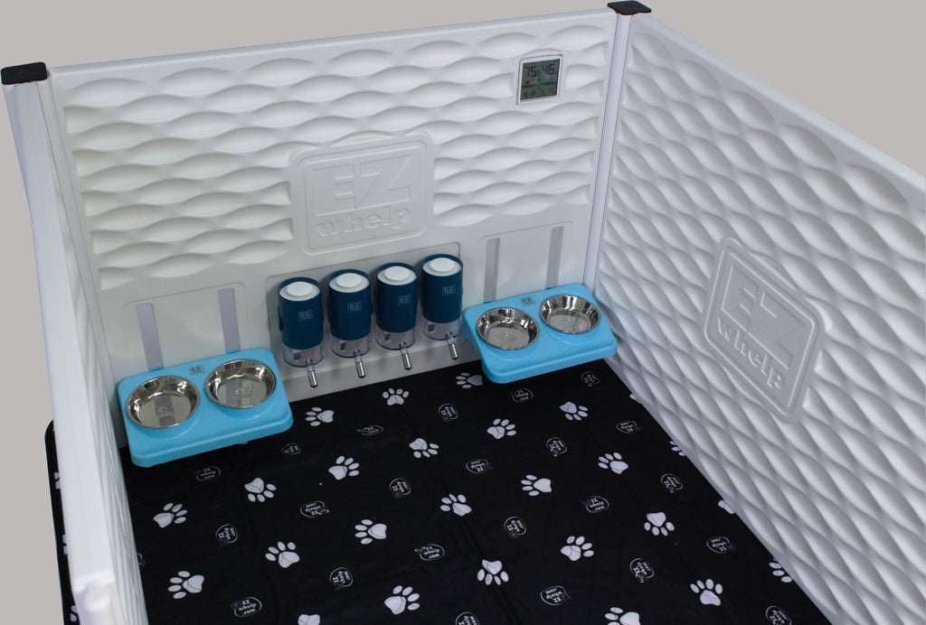 Puppy Feeding Panel with Adjustable Bowls and Water Stations, 38" x 28"