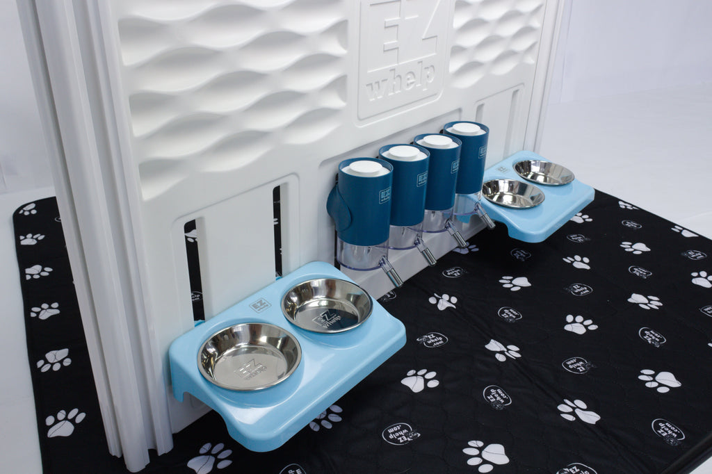 Puppy Feeding Panel with Adjustable Bowls and Water Stations, 38" x 28"