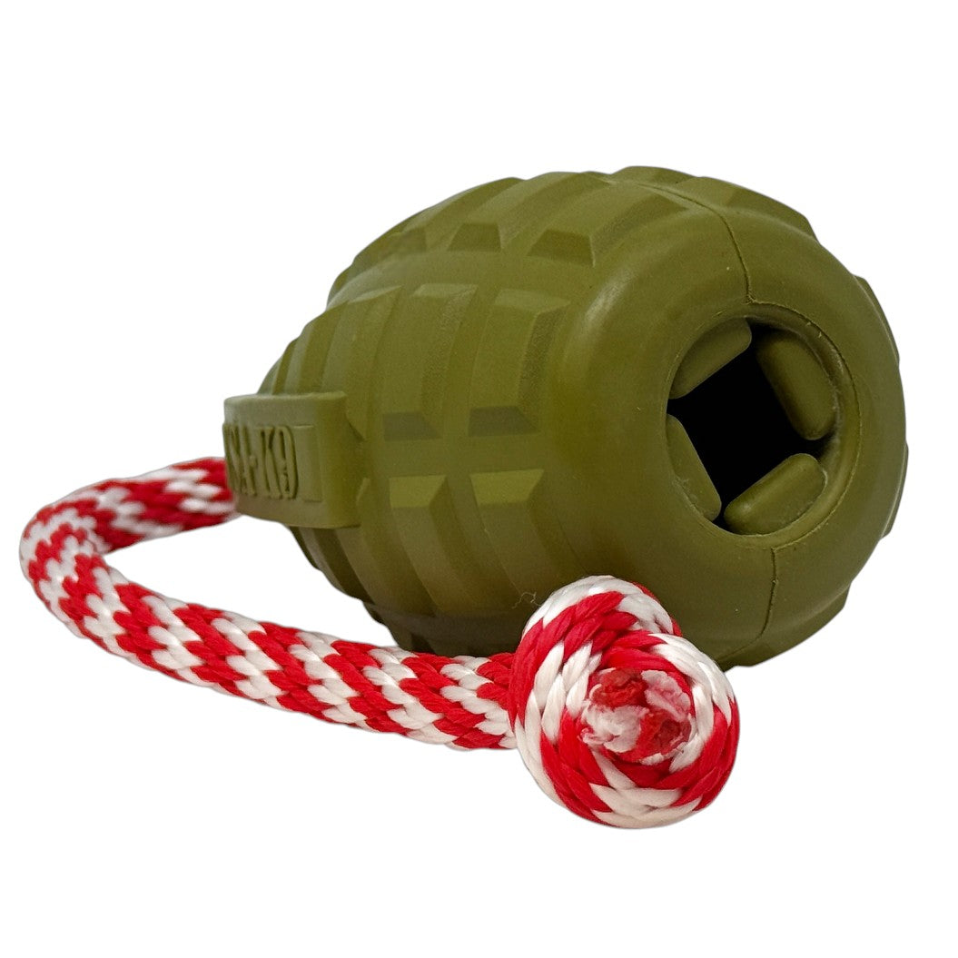 USA-K9 Grenade Dog Toy, Large, Steel Blue, for Power Chewers 30–60 lbs