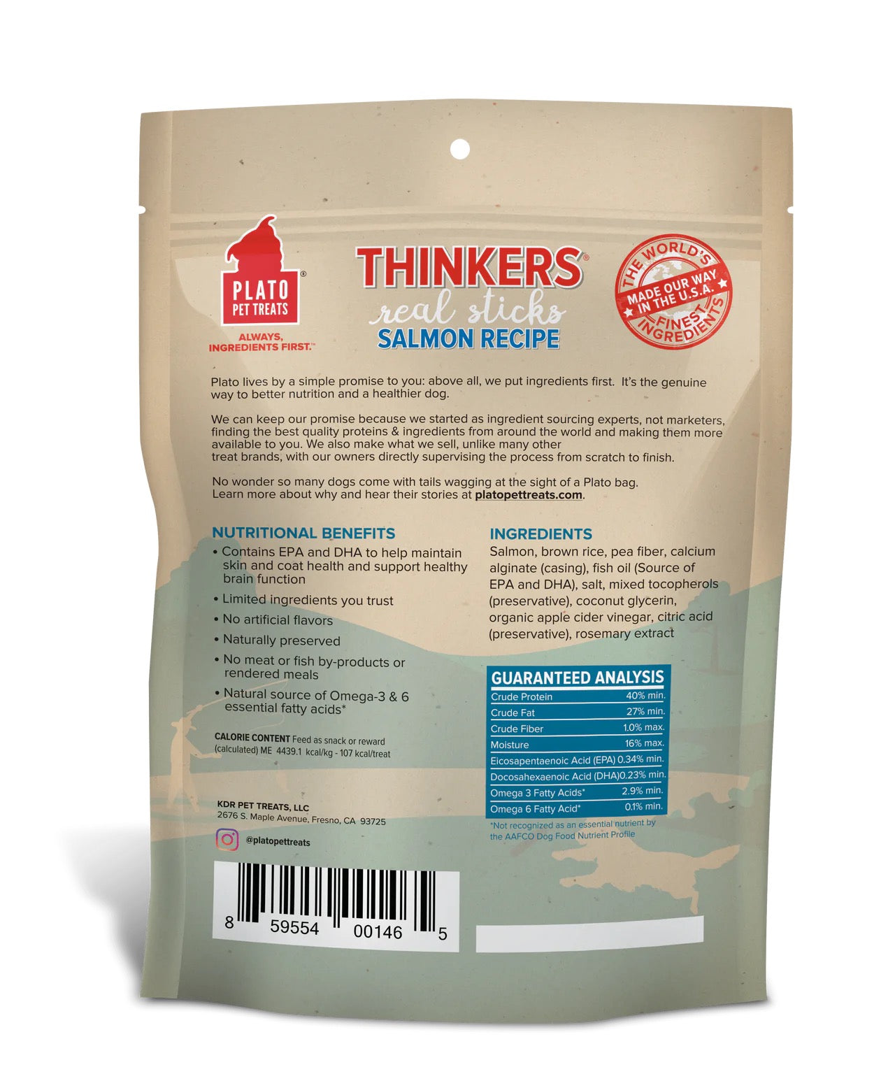 Salmon Thinker Sticks Dog Treats with Omega 3 & 6
