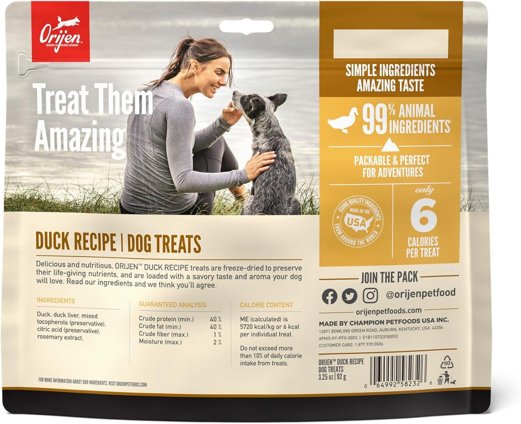 Freeze-Dried Duck Recipe Dog Treats, High Protein