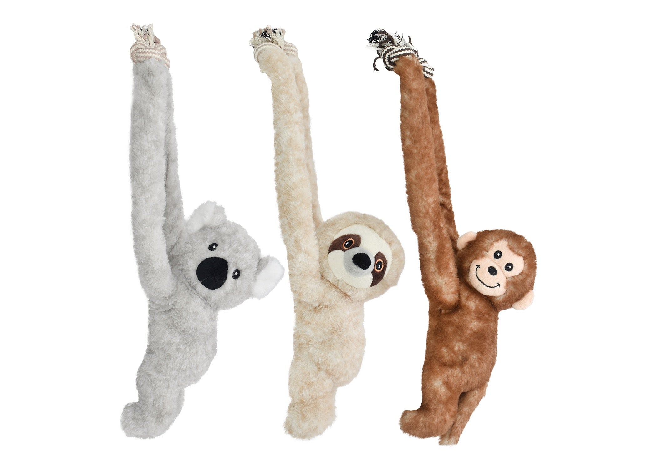 Plush Dog Toy with Hidden Rope and Squeaker