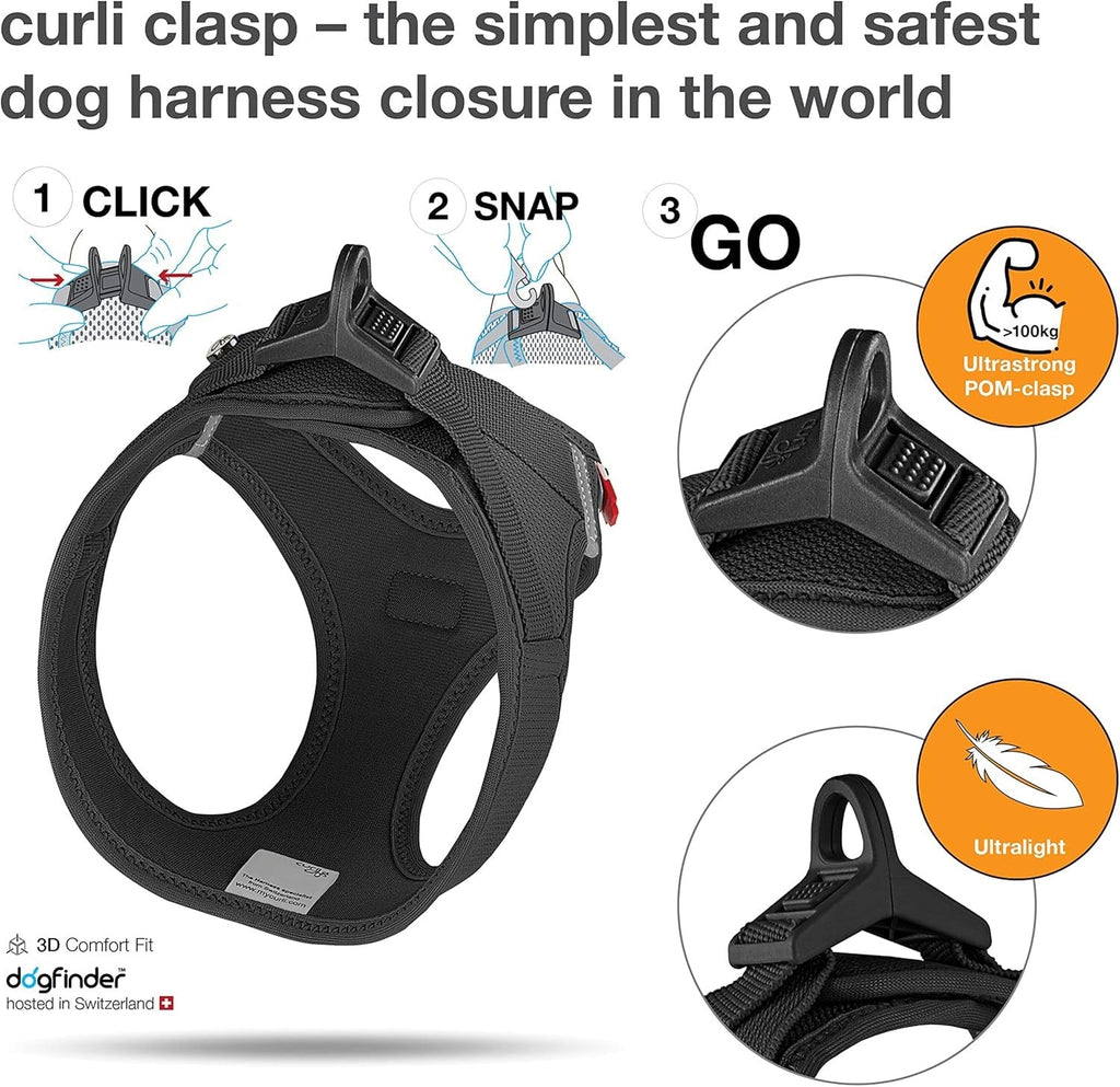 curli Clasp Dog Harness with Lightweight Air Mesh and Reflective Trim