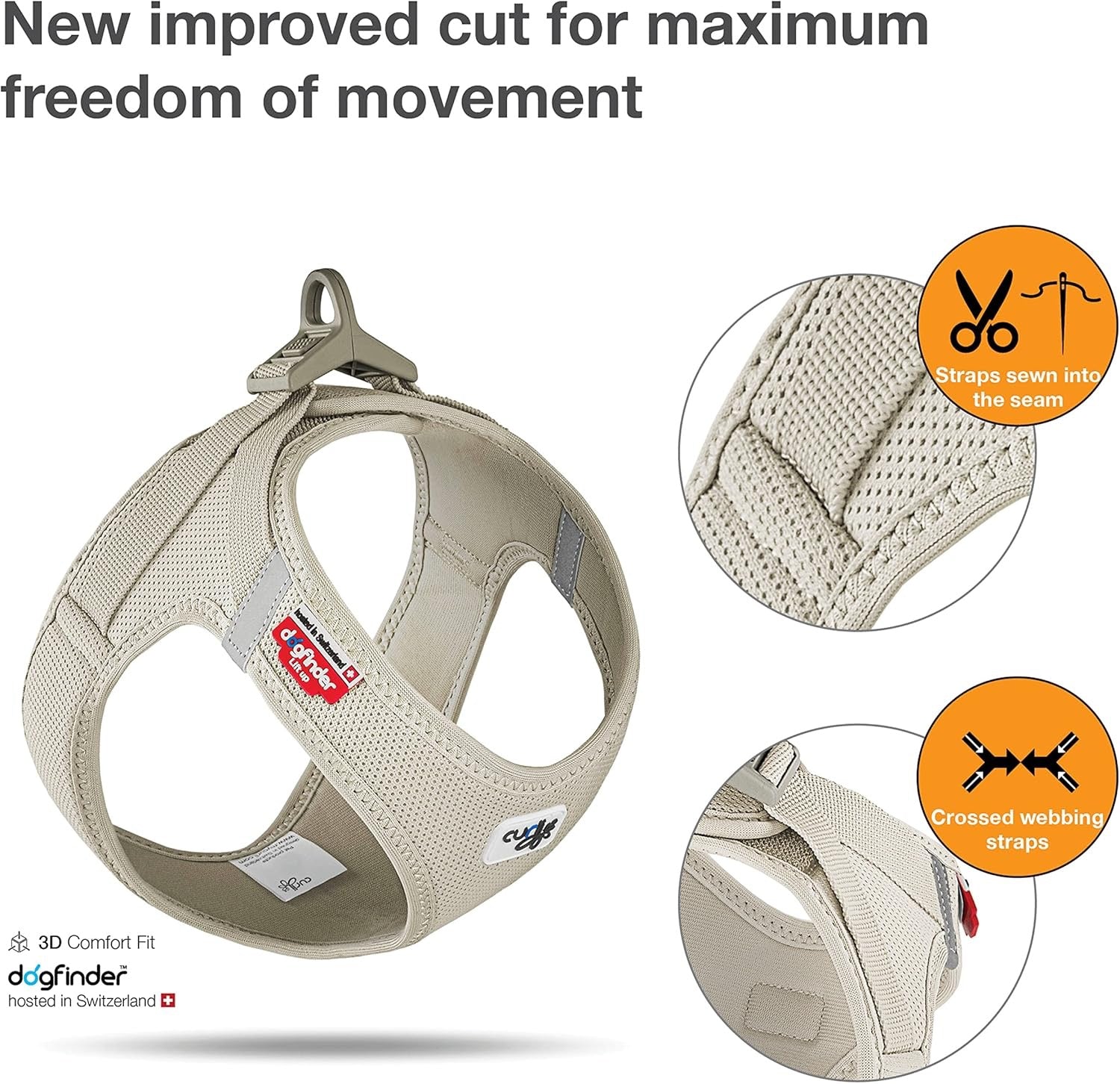 curli Clasp Dog Harness with Lightweight Air Mesh and Reflective Trim