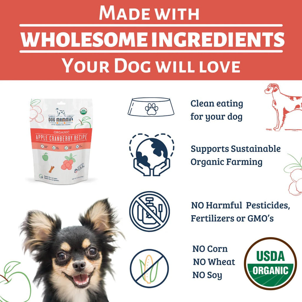 Organic Apple Cranberry Dog Treats with Oat Flour