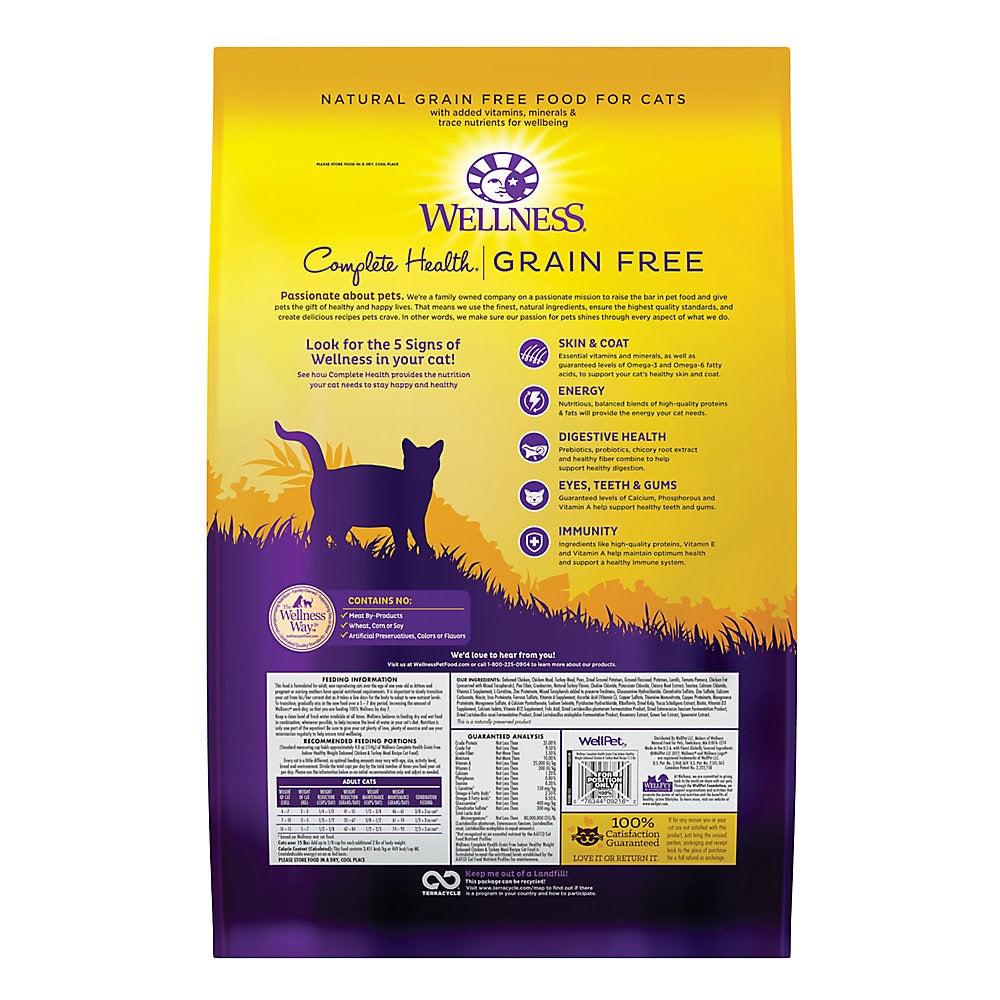 Wellness Complete Health Grain Free Indoor Healthy Weight Cat Food, Chicken