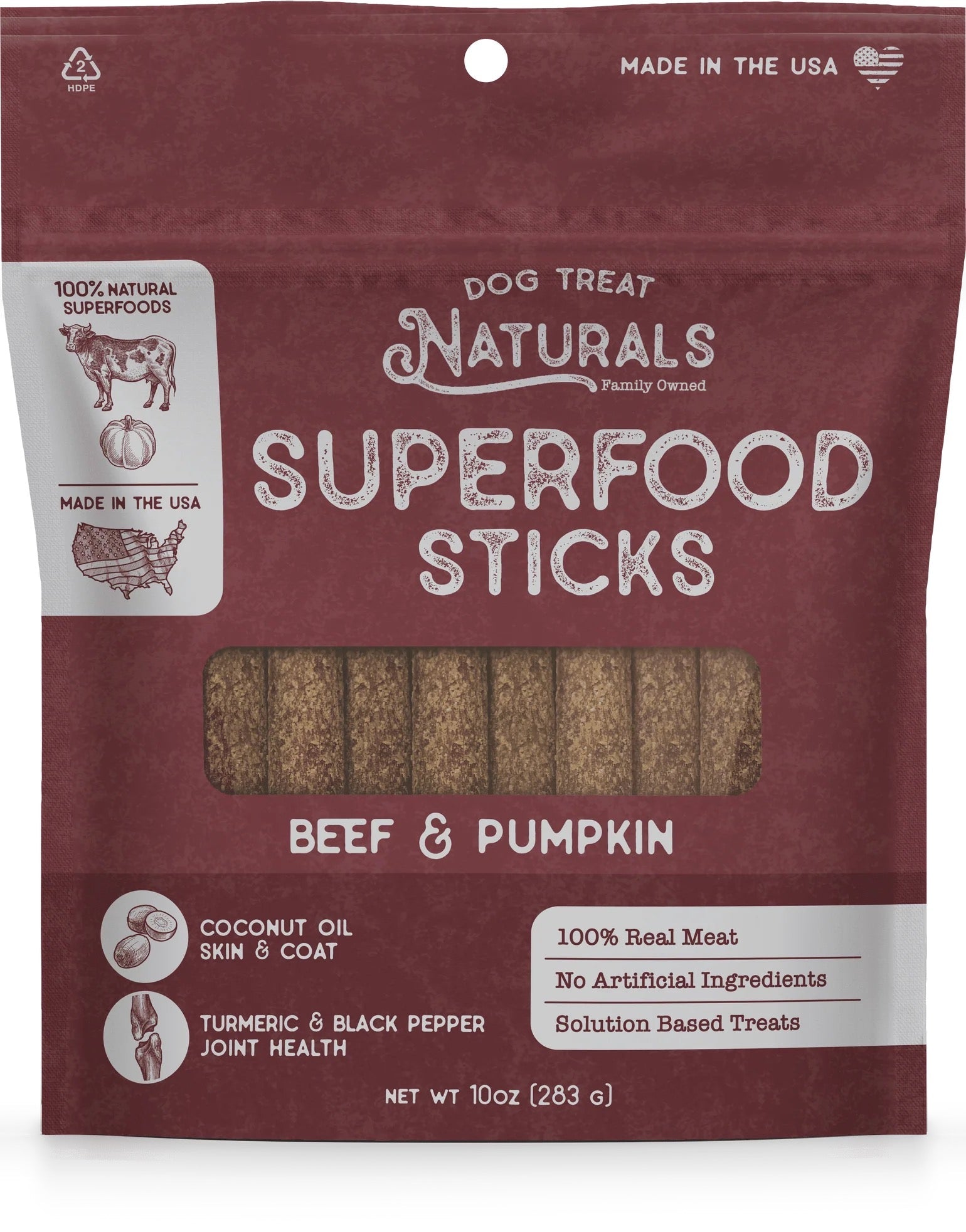 Beef & Superfood Dog Treat Sticks with Turmeric and Pumpkin