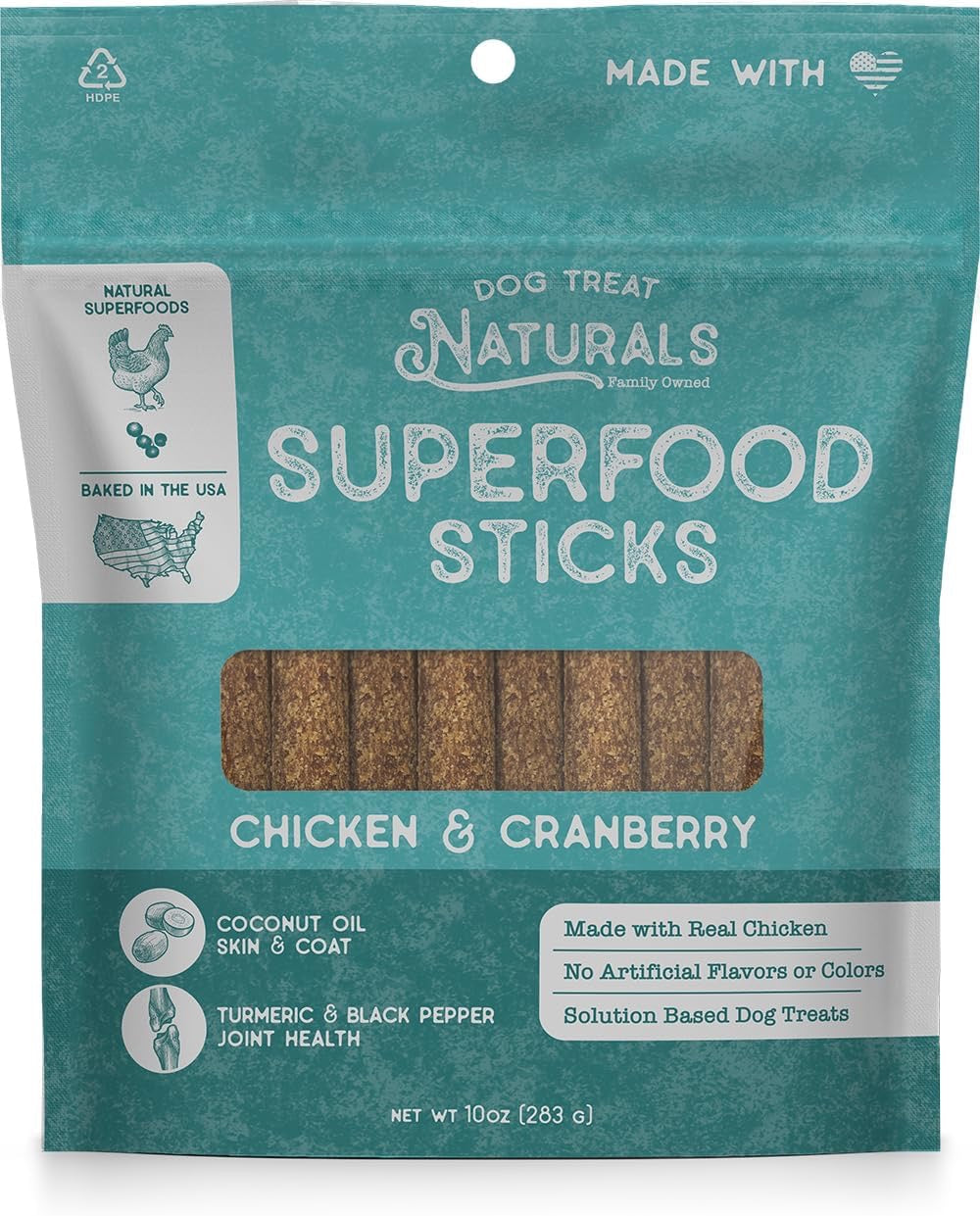 Chicken & Superfood Dog Treat Sticks with Fruits and Turmeric