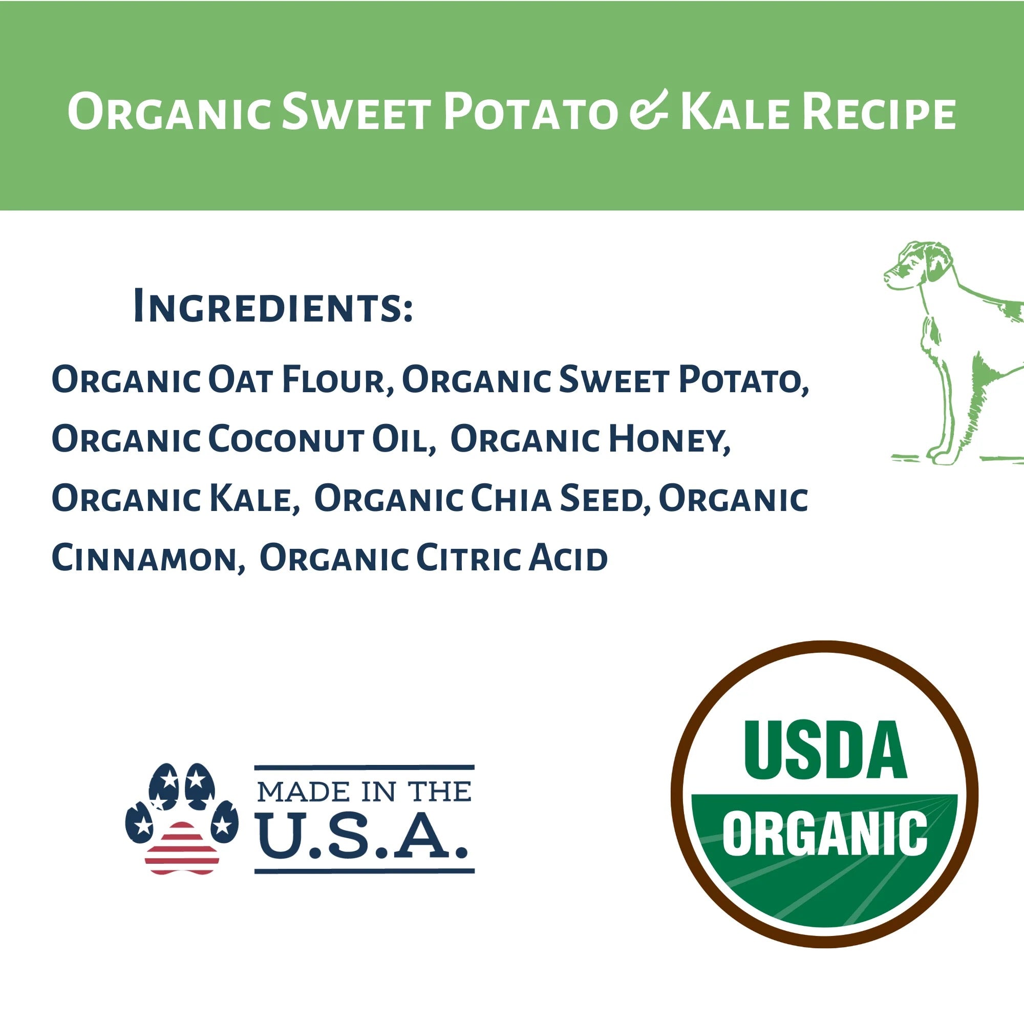Organic Sweet Potato & Kale Crunchy Dog Treats