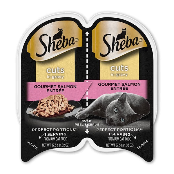 SHEBA Wet Cat Food Cuts in Gravy with Salmon, Twin-Pack Trays