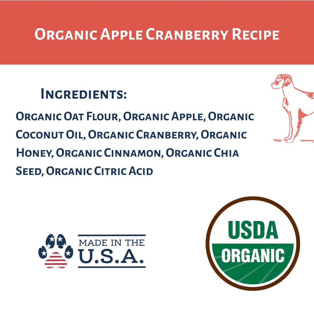 Organic Apple Cranberry Dog Treats with Oat Flour
