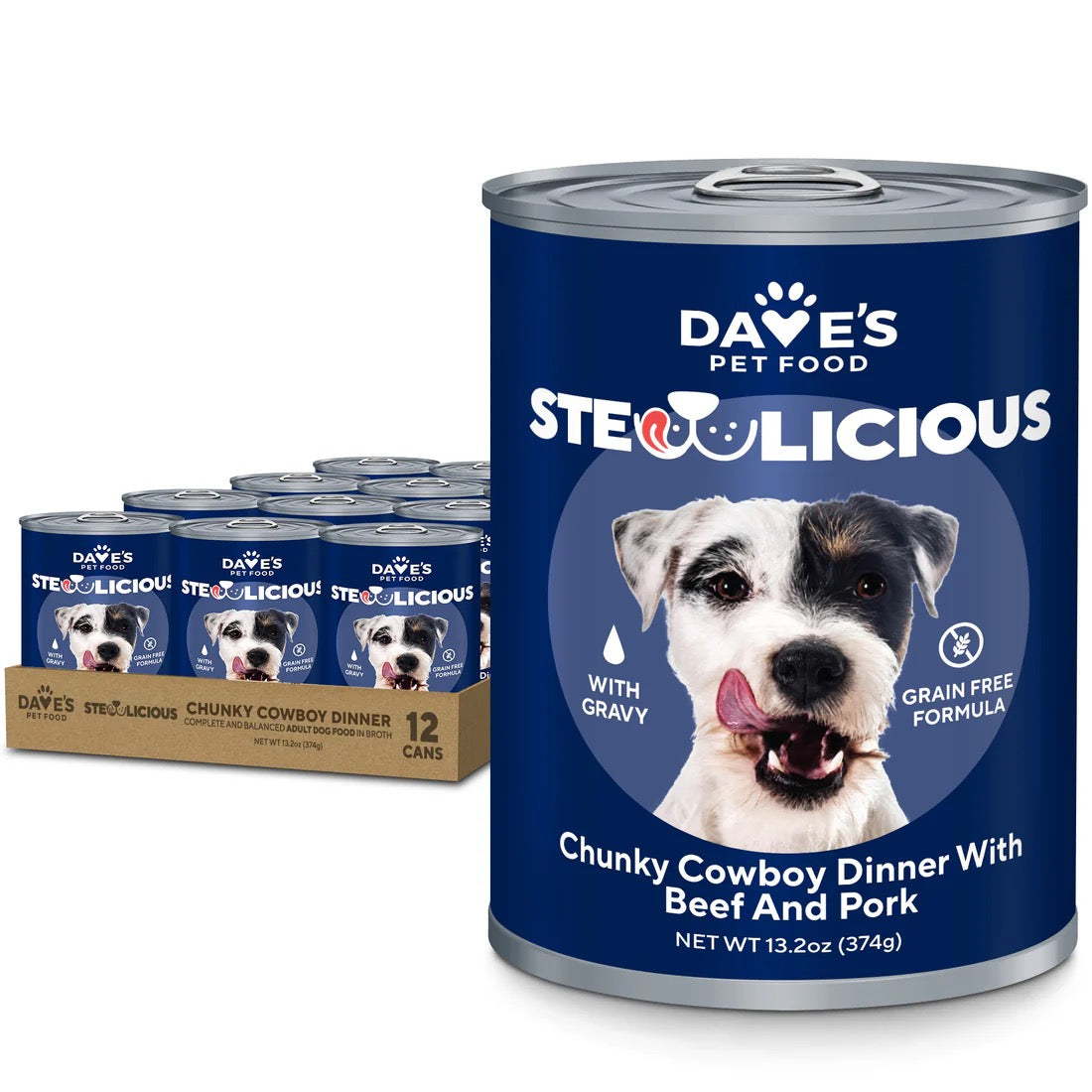 Grain-Free Beef & Pork Dog Food with Vegetables in Gravy