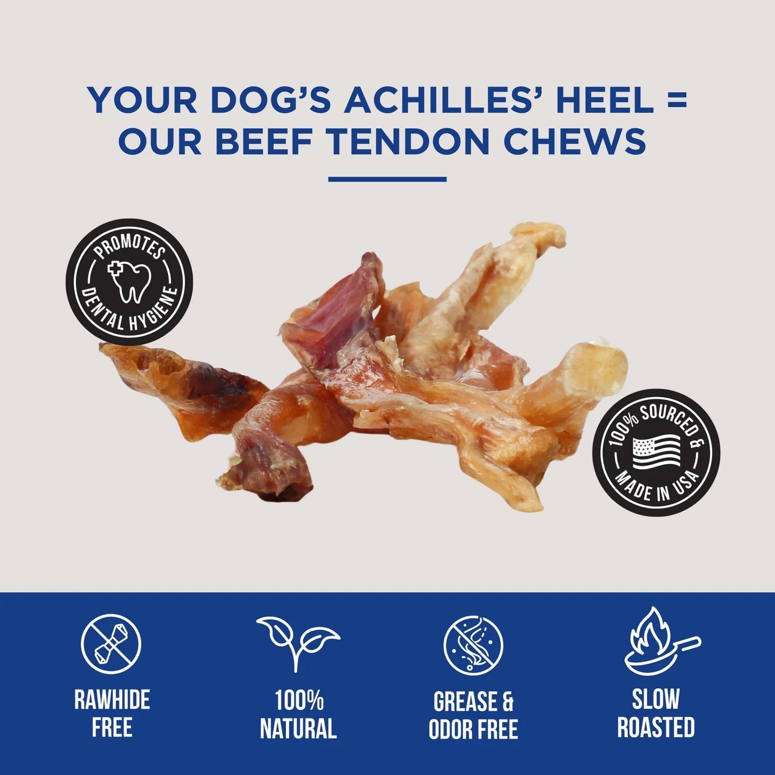 Beef Tendon Chews for Dogs – Single-Ingredient, Slow-Roasted Treats