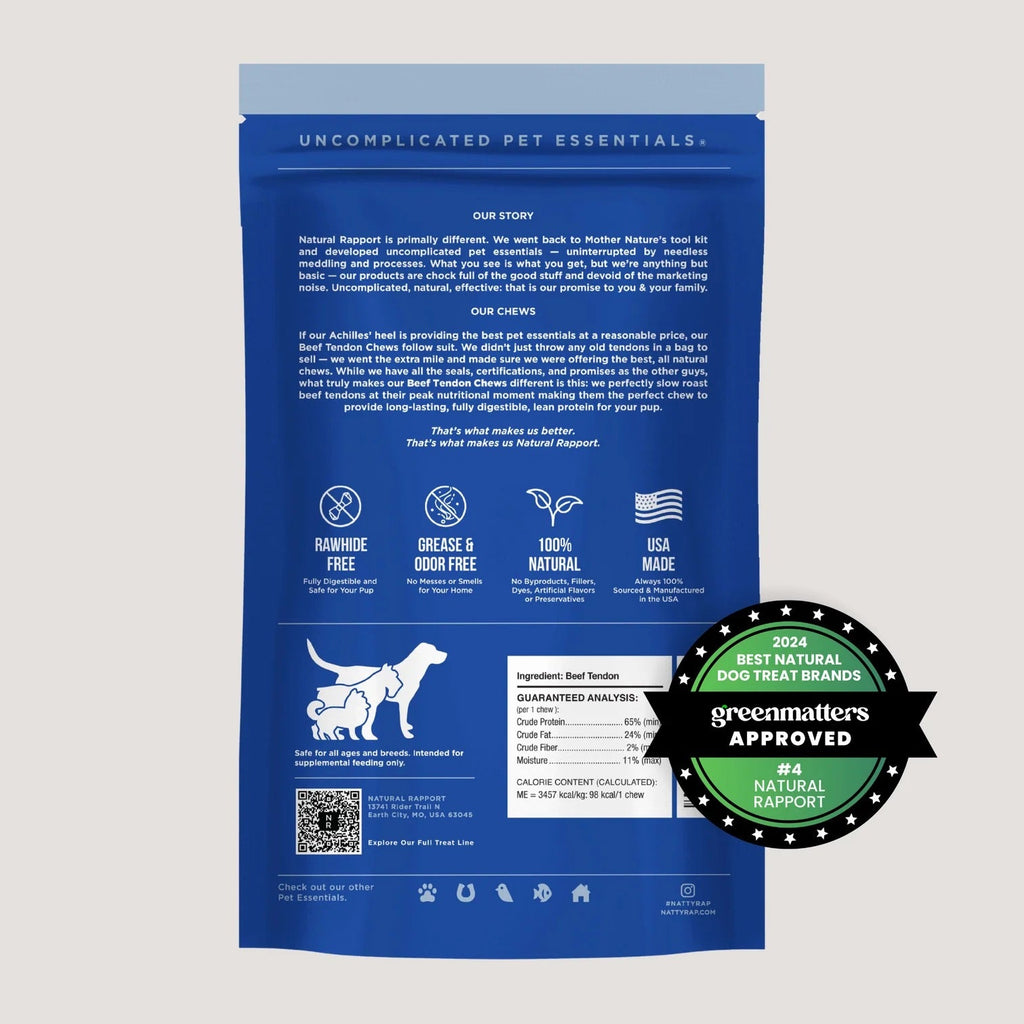 Beef Tendon Chews for Dogs – Single-Ingredient, Slow-Roasted Treats