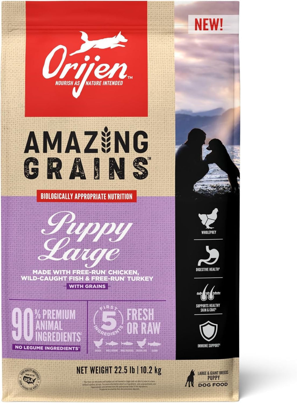 ORIJEN Amazing Grains Puppy Large Breed Dry Dog Food