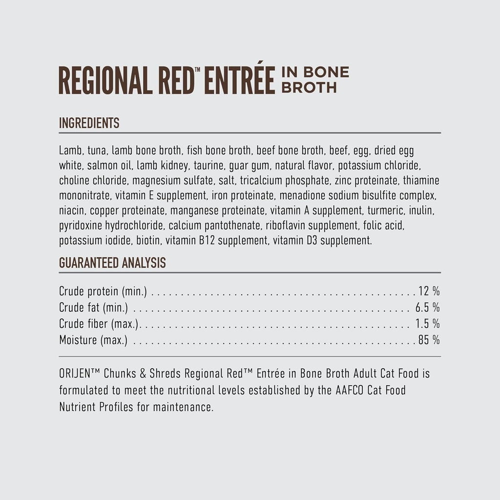 ORIJEN Regional Red Wet Cat Food with Lamb & Tuna in Bone Broth