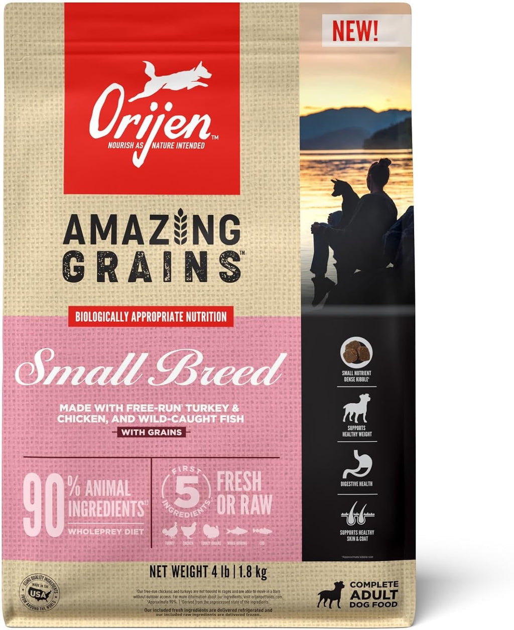 ORIJEN Amazing Grains Small Breed Dog Food, Turkey, Chicken & Fish
