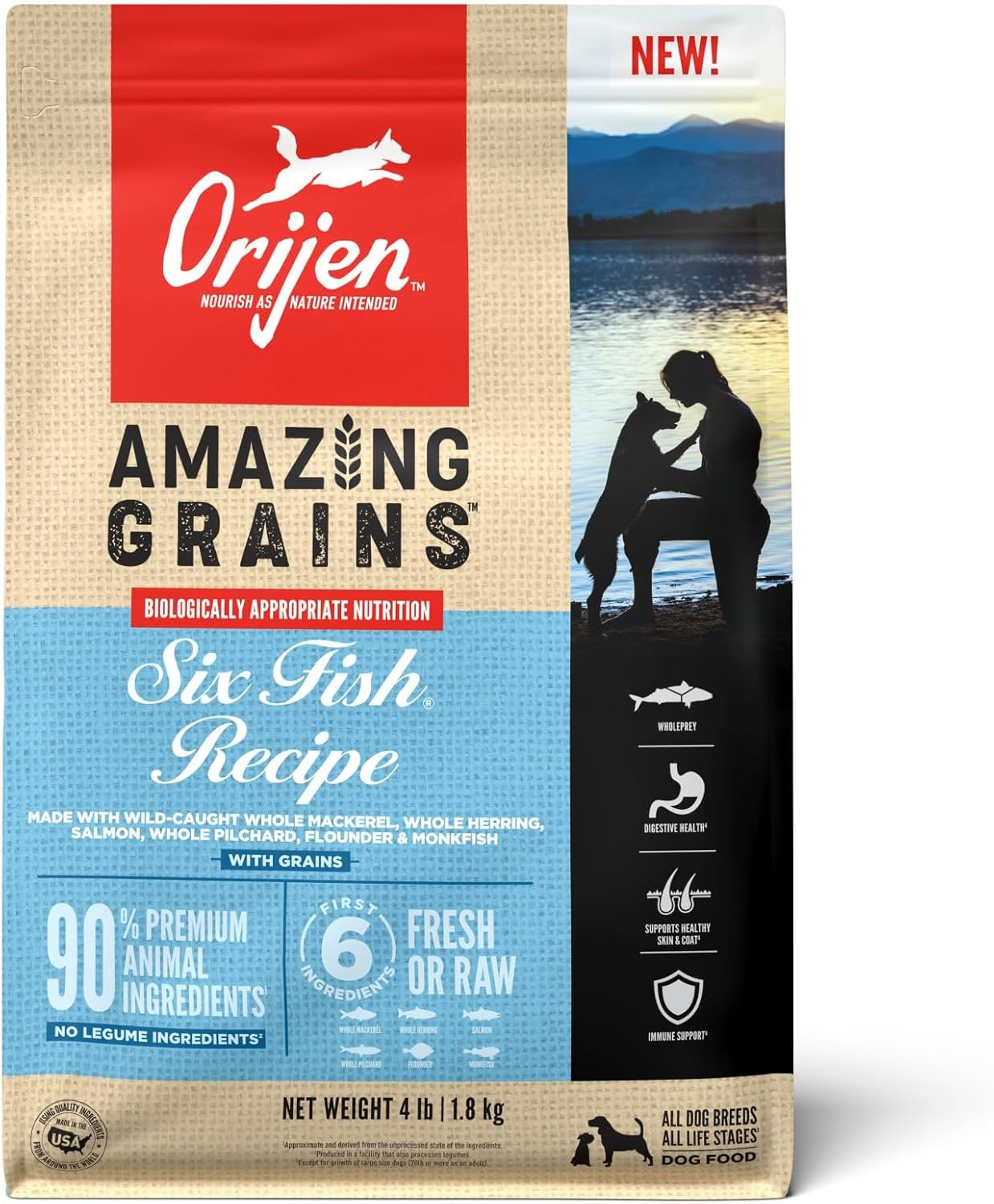 ORIJEN Six Fish with Amazing Grains Dry Dog Food