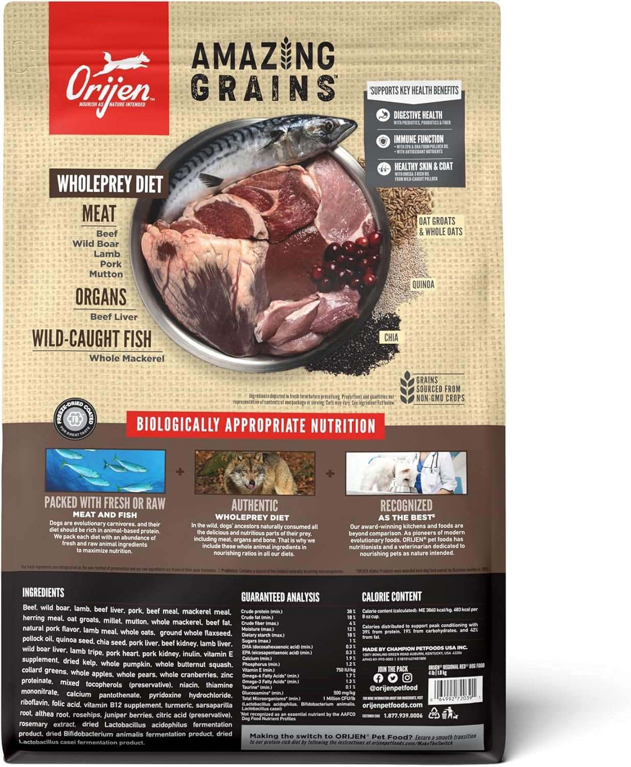ORIJEN Amazing Grains Regional Red Dry Dog Food