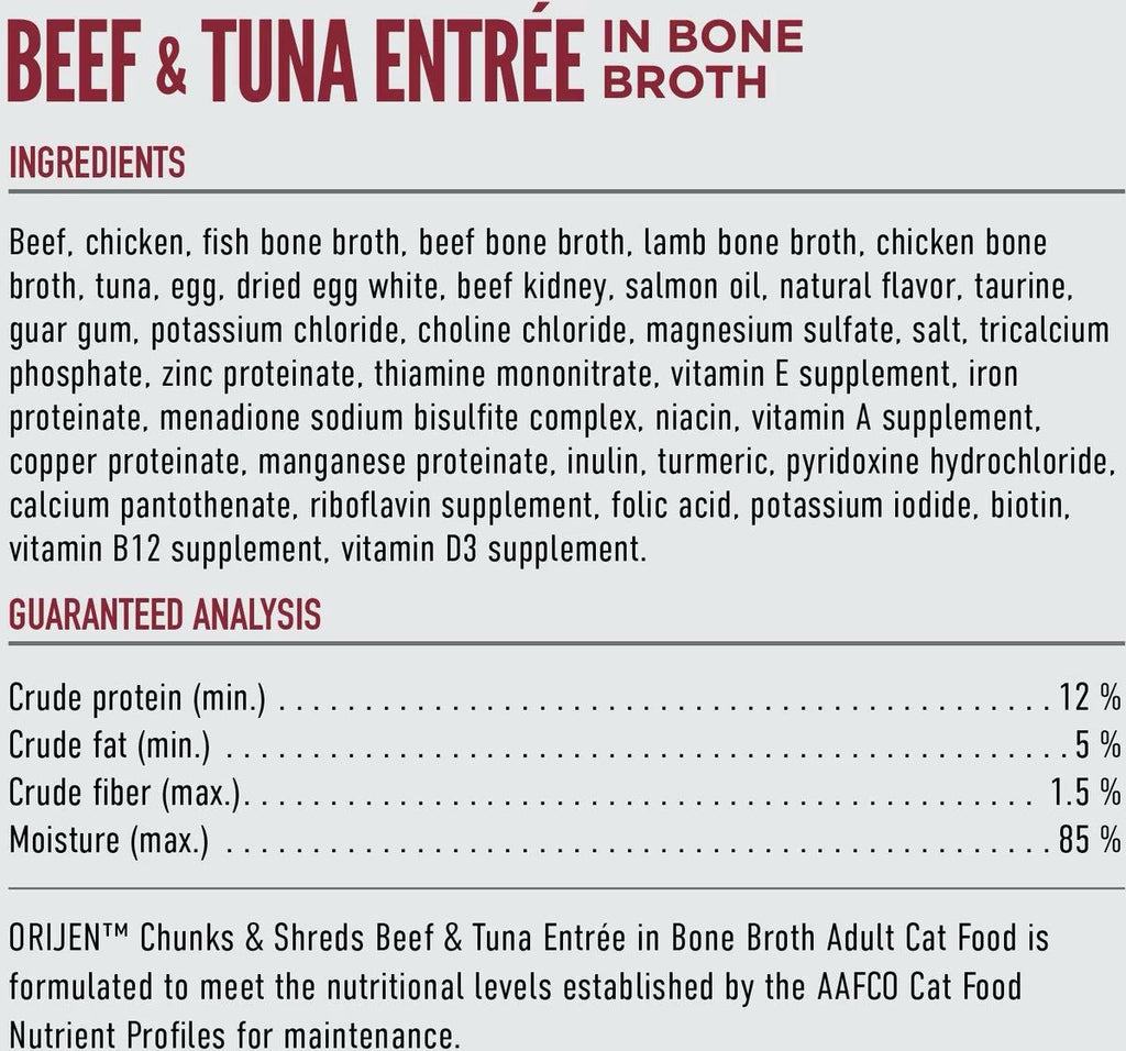 ORIJEN Chunks & Shreds Beef & Tuna Wet Cat Food
