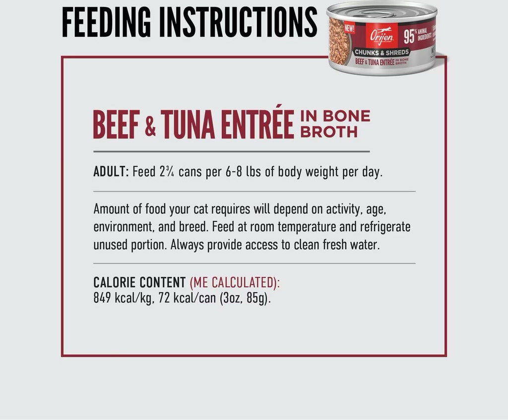 ORIJEN Chunks & Shreds Beef & Tuna Wet Cat Food