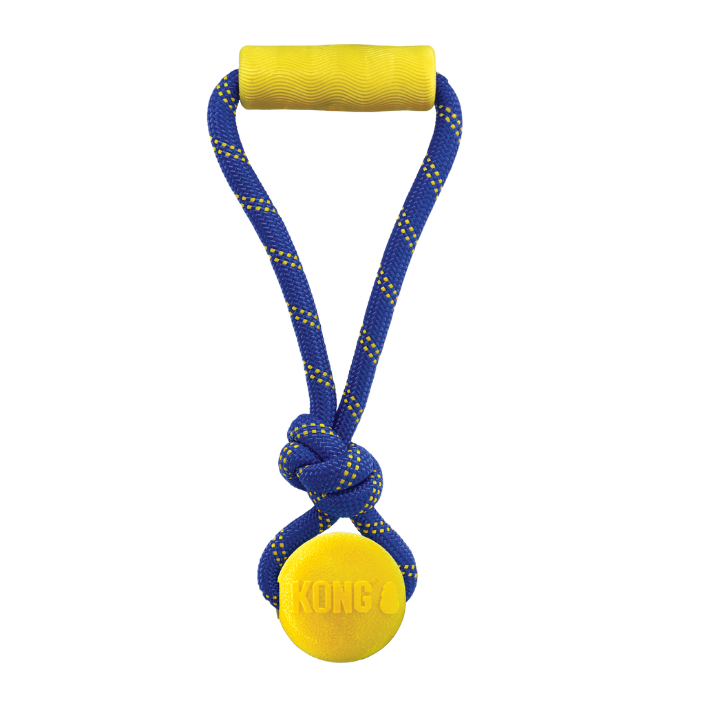 KONG Jaxx Brights Tug Ball Dog Toy with Rope Handle