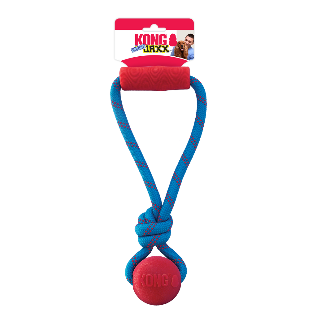 KONG Jaxx Brights Tug Ball Dog Toy with Rope Handle