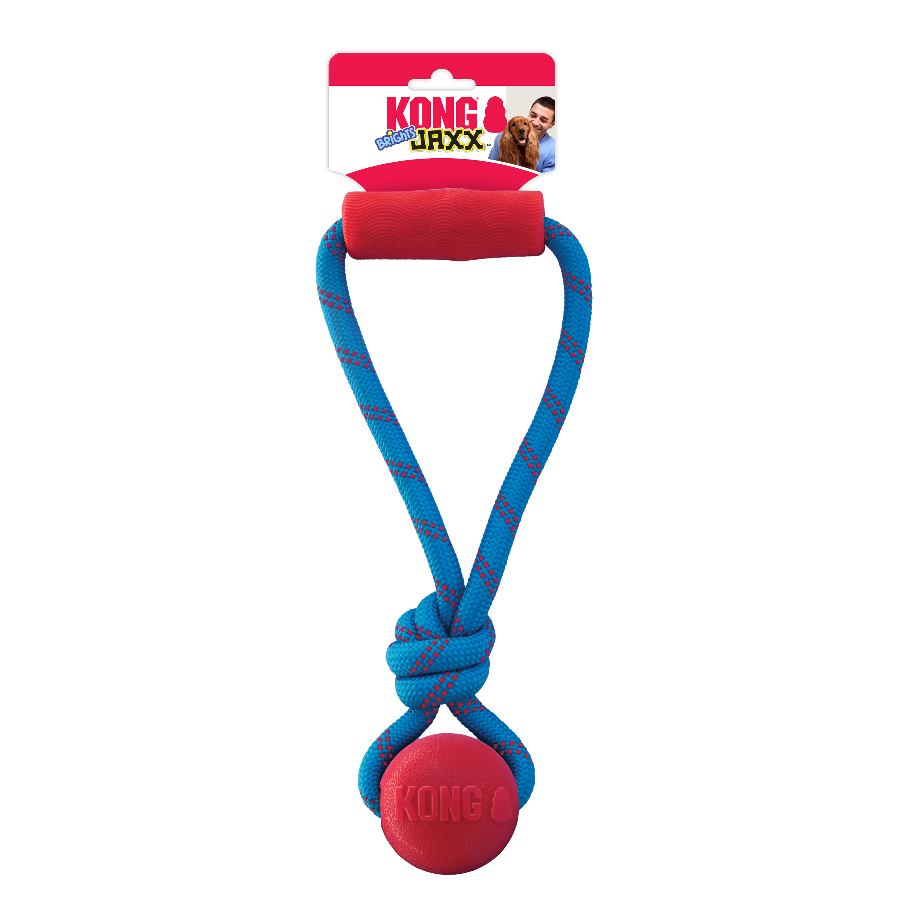 KONG Jaxx Brights Tug Ball Dog Toy with Rope Handle