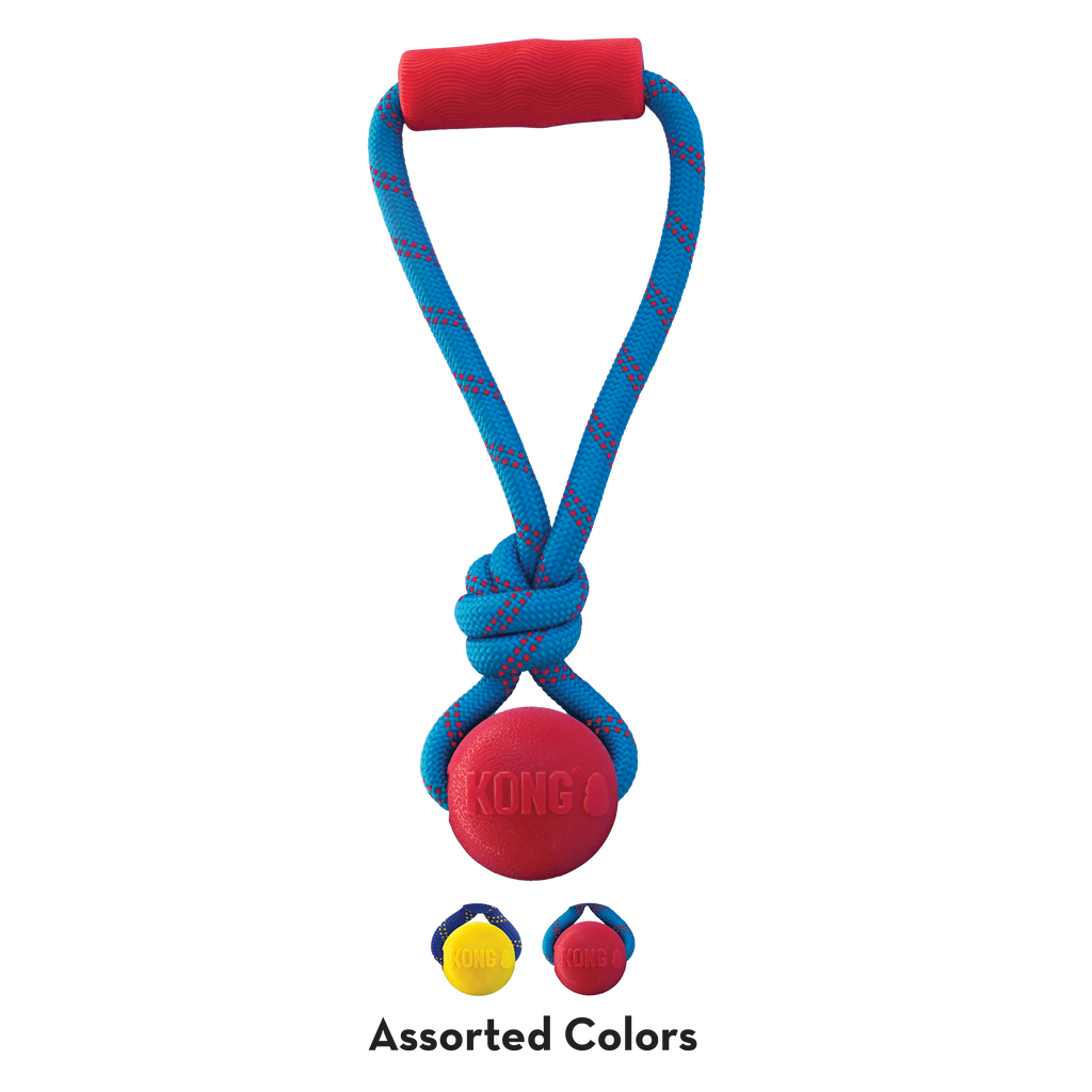 KONG Jaxx Brights Tug Ball Dog Toy with Rope Handle