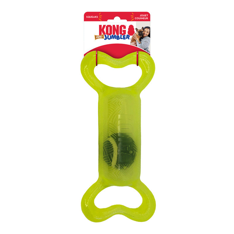 KONG Jumbler Tug Bone Dog Toy with Squeaker and Handles