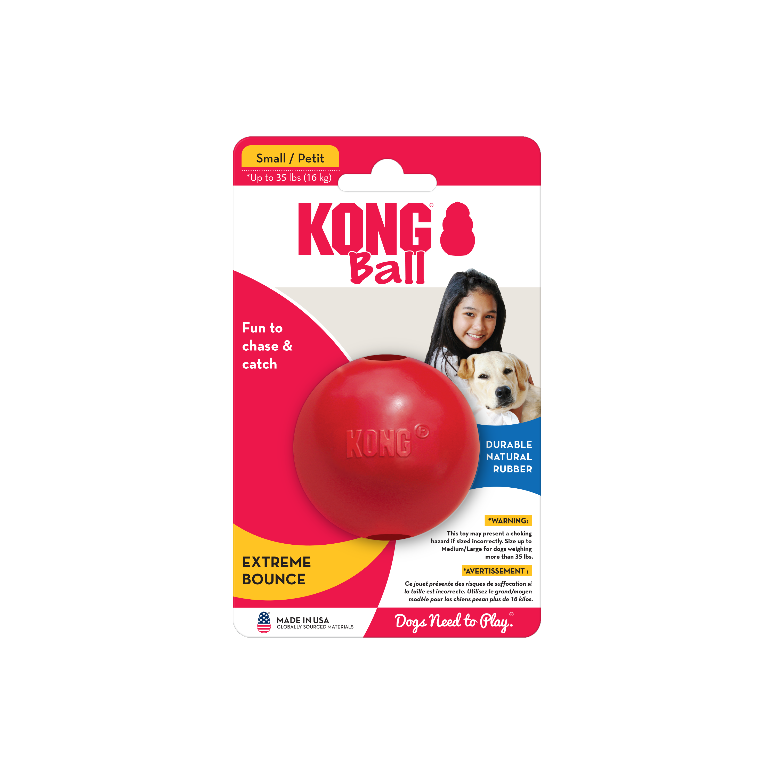KONG Ball Durable Natural Rubber Dog Toy