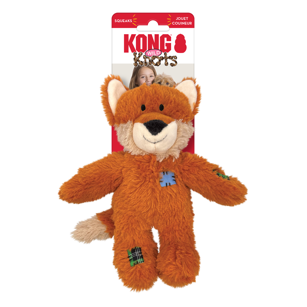 Wild Knots Fox Plush Dog Toy with Rope Skeleton and Squeaker