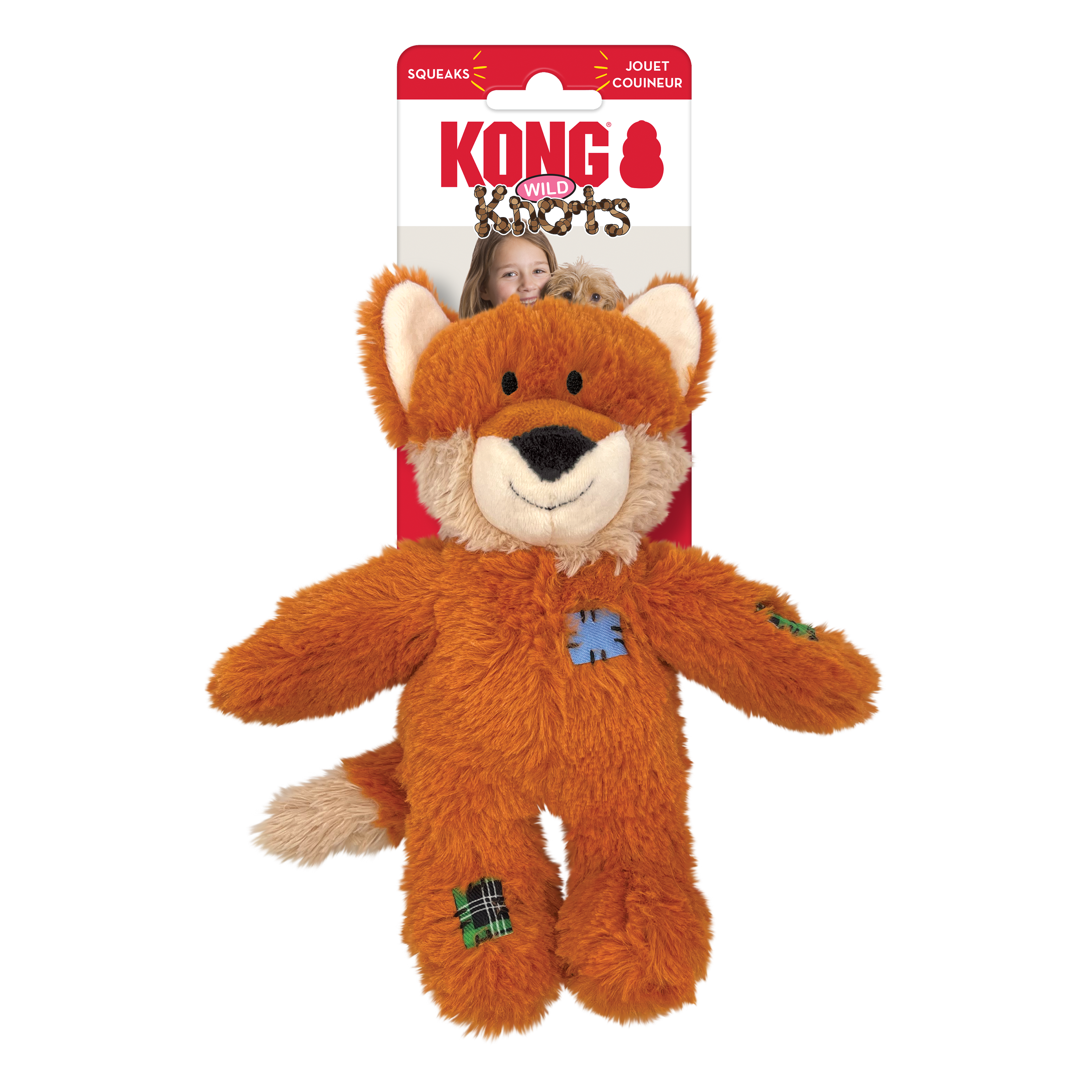 Wild Knots Fox Plush Dog Toy with Rope Skeleton and Squeaker