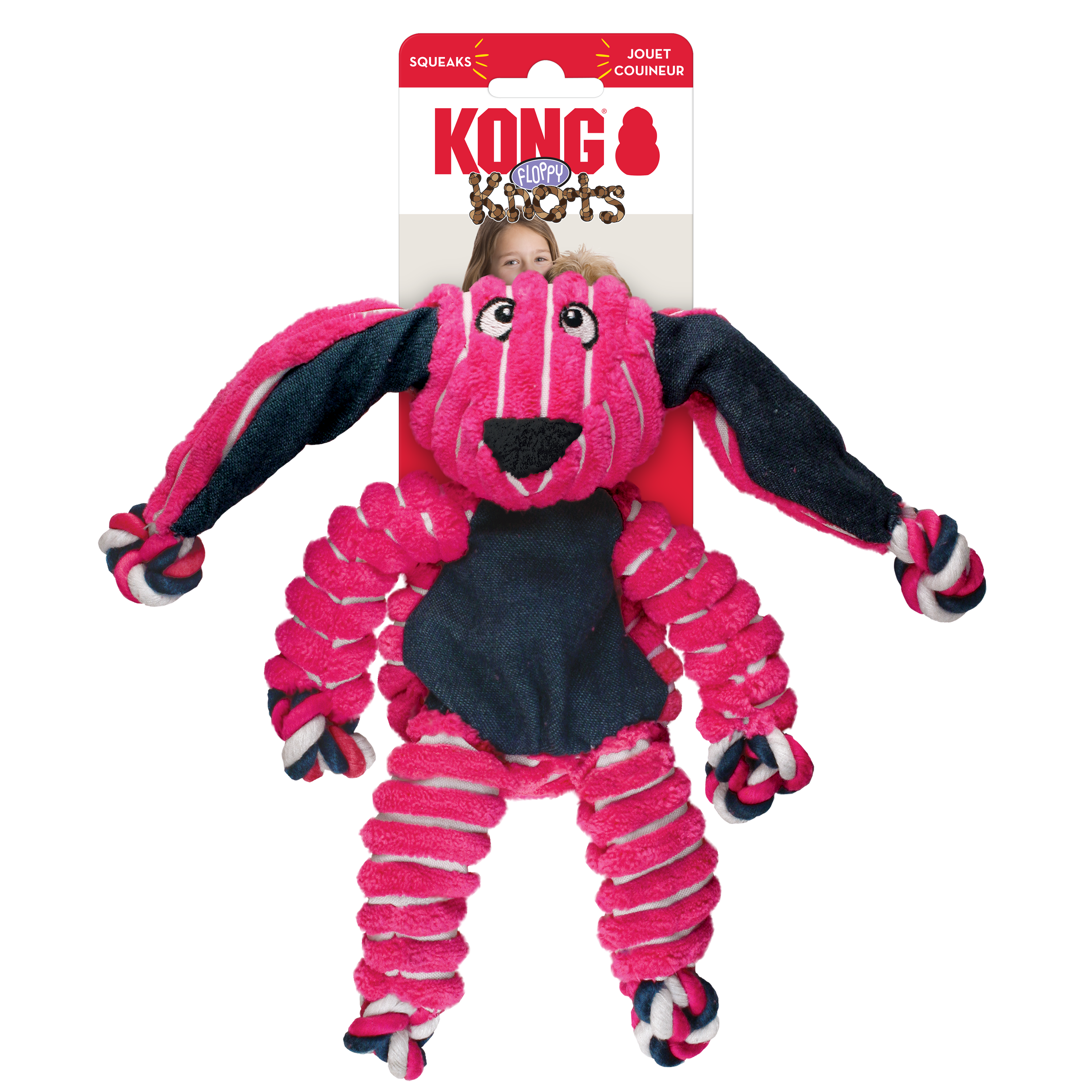 KONG Floppy Knots Dog Toy with Knotted Rope and Squeaker