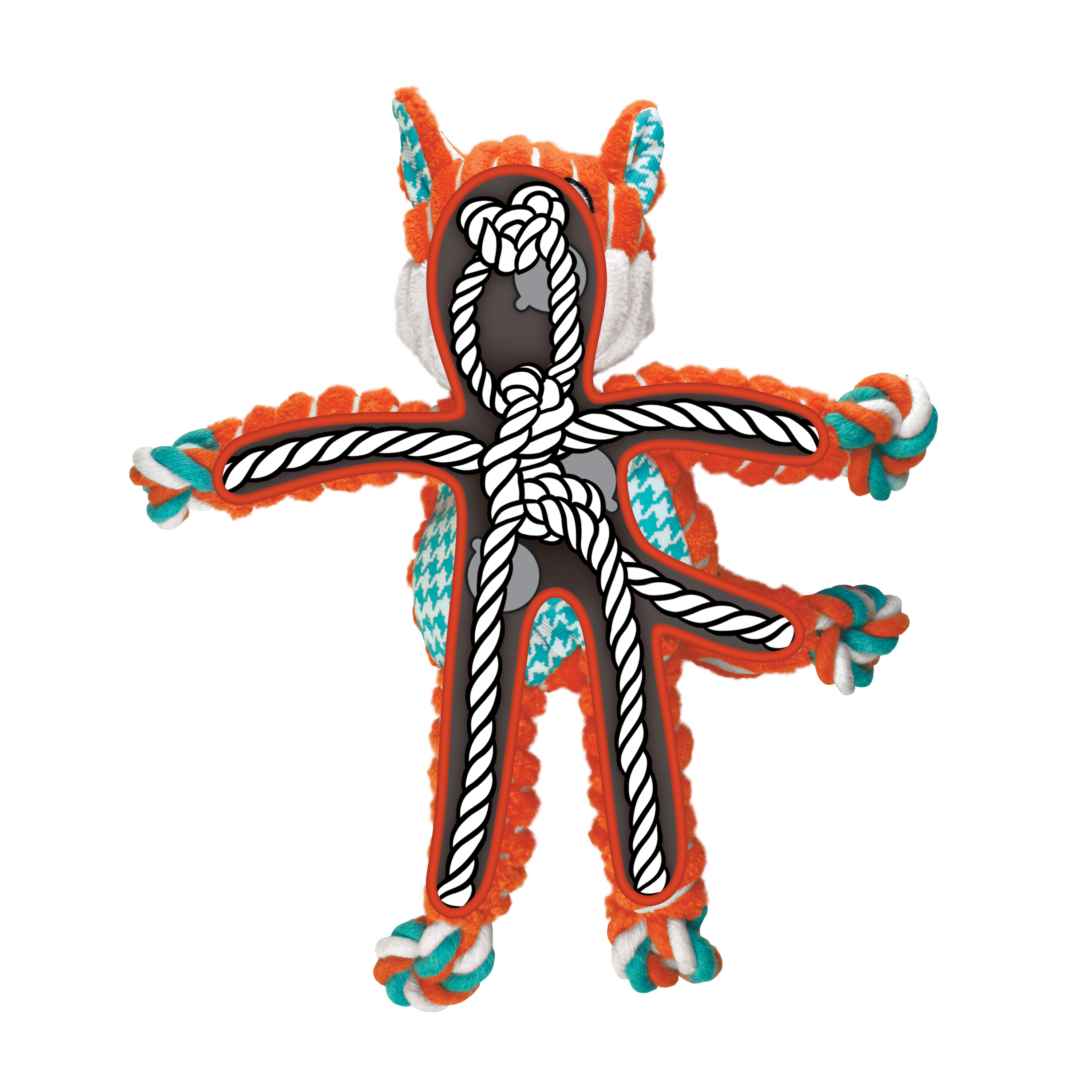 KONG Floppy Knots Dog Toy with Squeaker and Knotted Rope