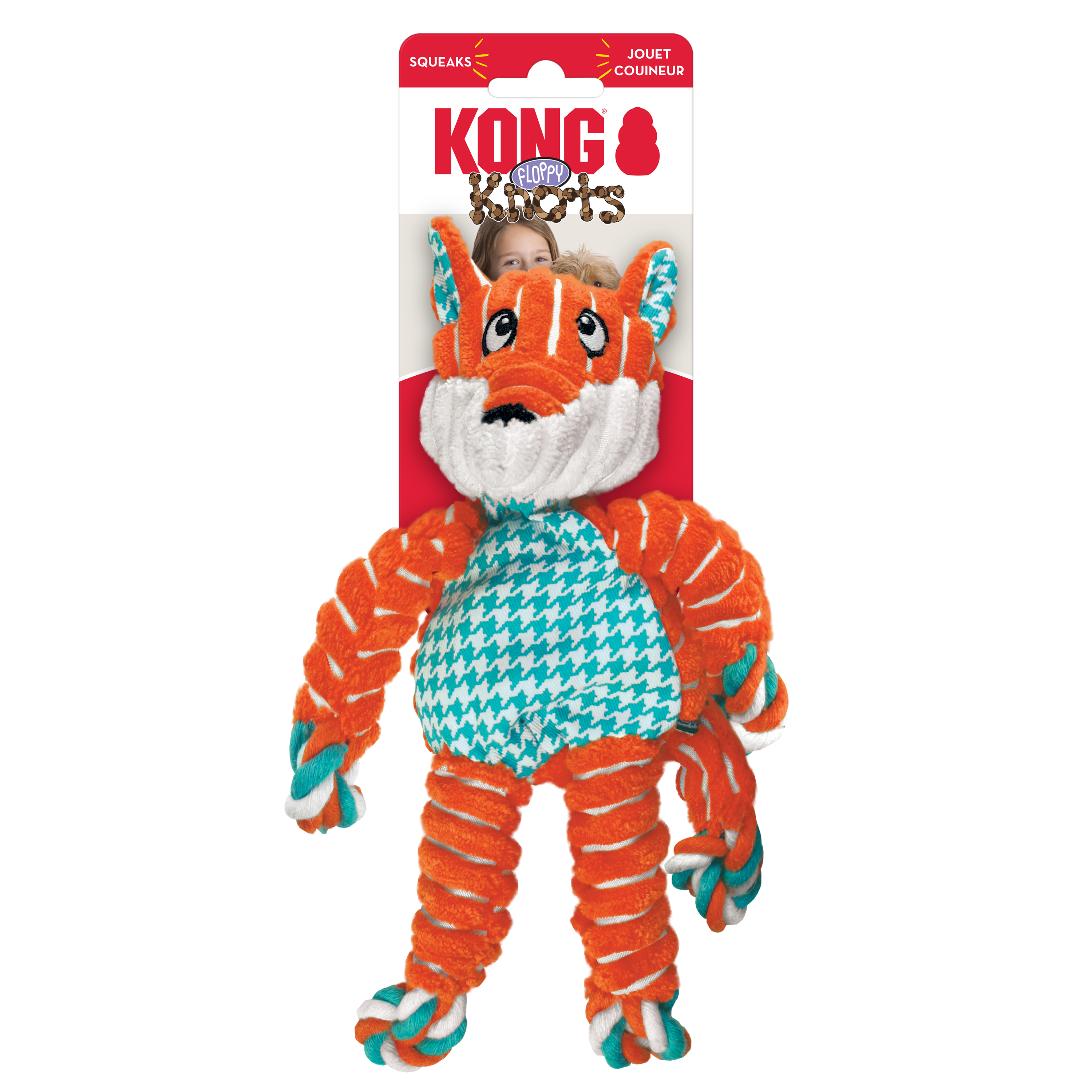 KONG Floppy Knots Dog Toy with Knotted Rope and Squeaker