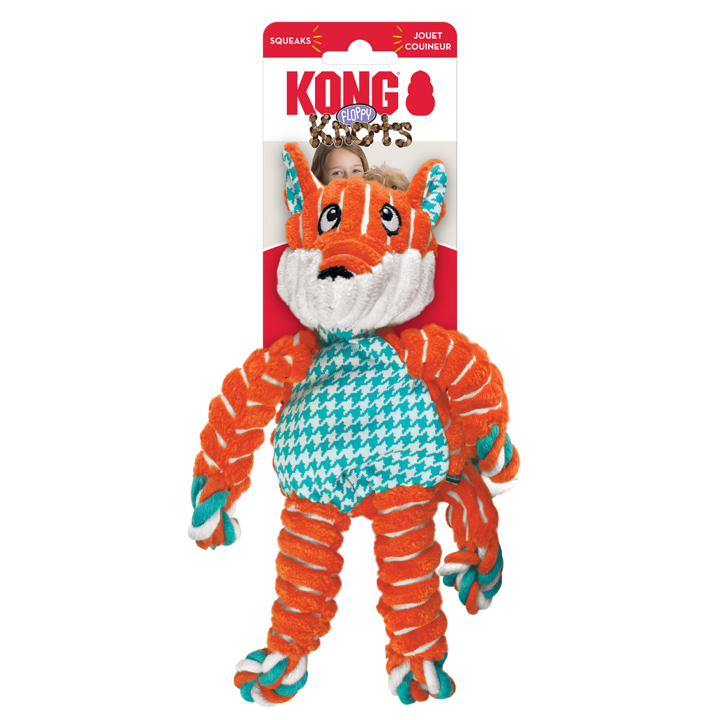 KONG Floppy Knots Dog Toy with Squeaker and Knotted Rope