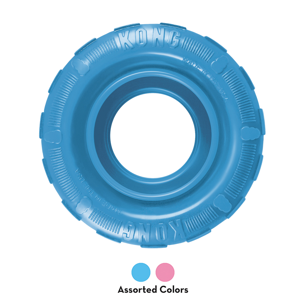 KONG Puppy Tire Chew Toy for Teething Puppies, Pink or Blue